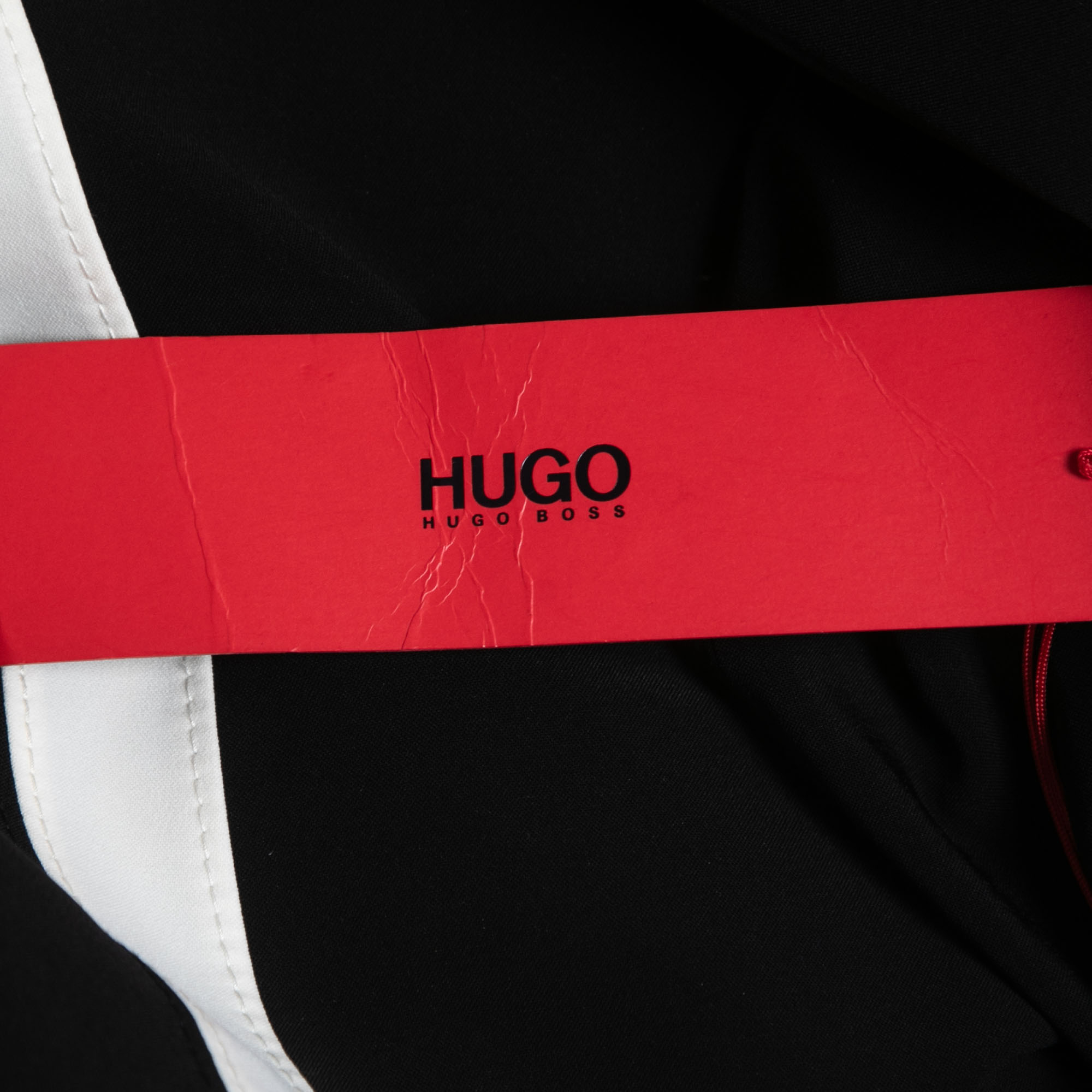 Hugo By Hugo Boss Black Crepe Contrast Trim Detail Top L
