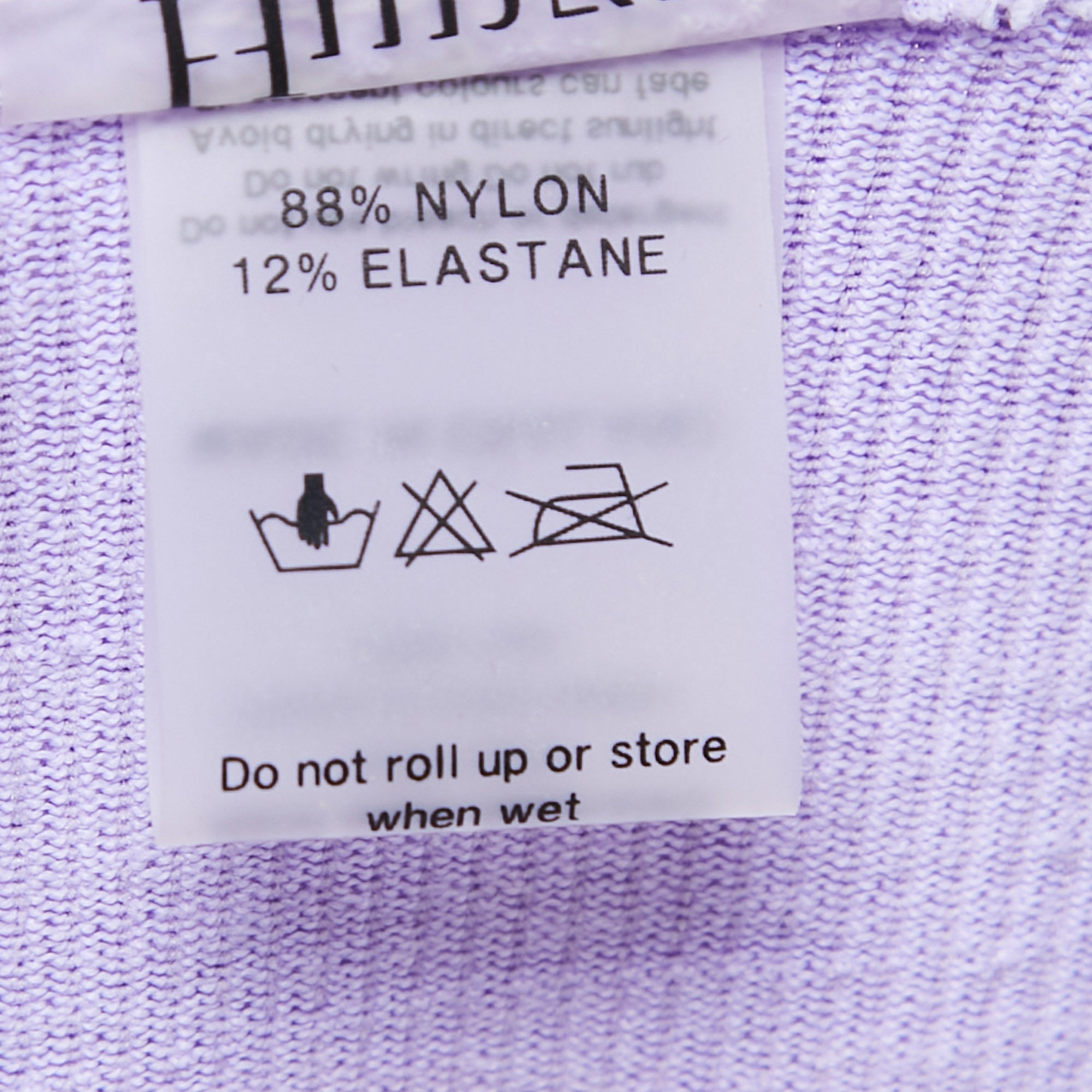Hunza G Lilac Patterned Knit Cut Out Detail Mini Dress ONE SIZE