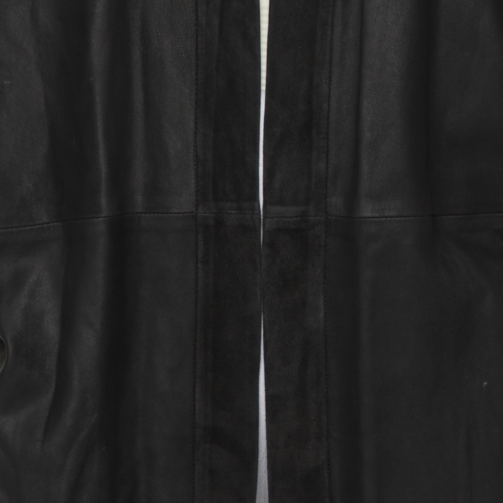 IRO Black Suede Leather Open Front Kimono S