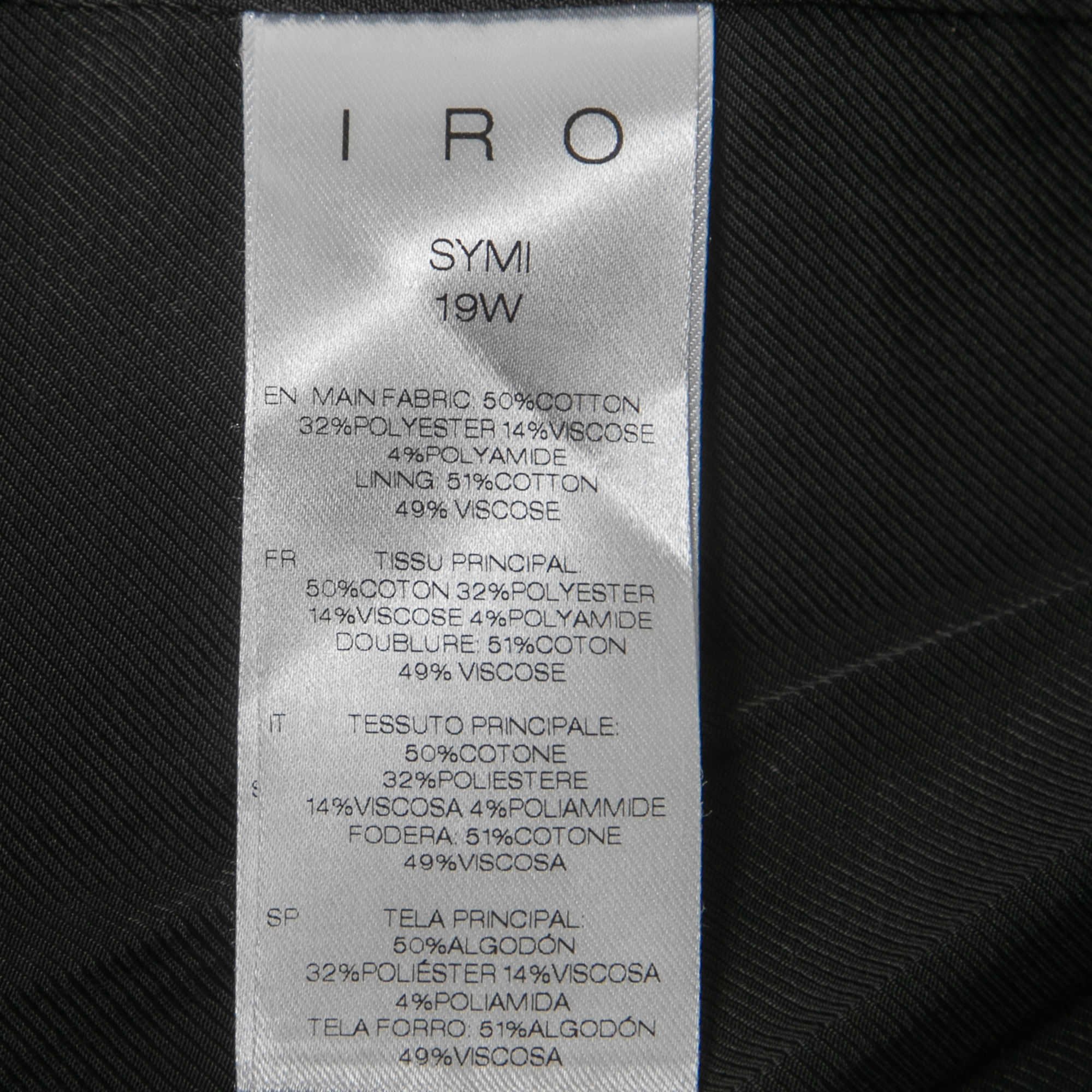 IRO Black Houndstooth Cotton Blend Single Breasted Symi Jacket S