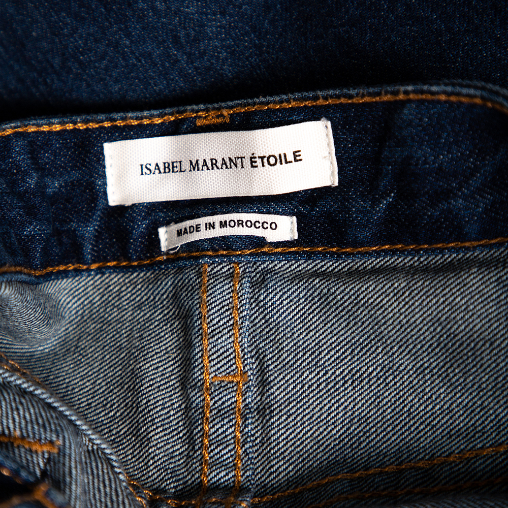 Isabel Marant Étoile Blue Denim Distressed Trim Detailed Jeans M