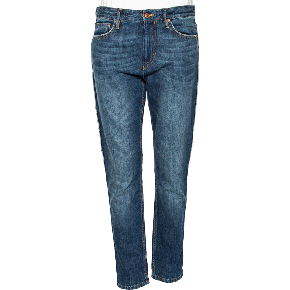 Isabel marant etoile isabel marant &eacute;toile blue denim distressed trim detailed jeans m