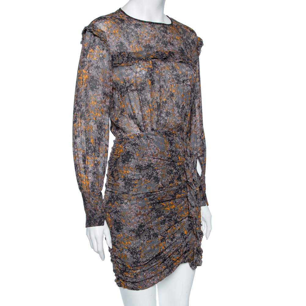 Isabel Marant Etoile Multicolored Printed Ruched Dress XS