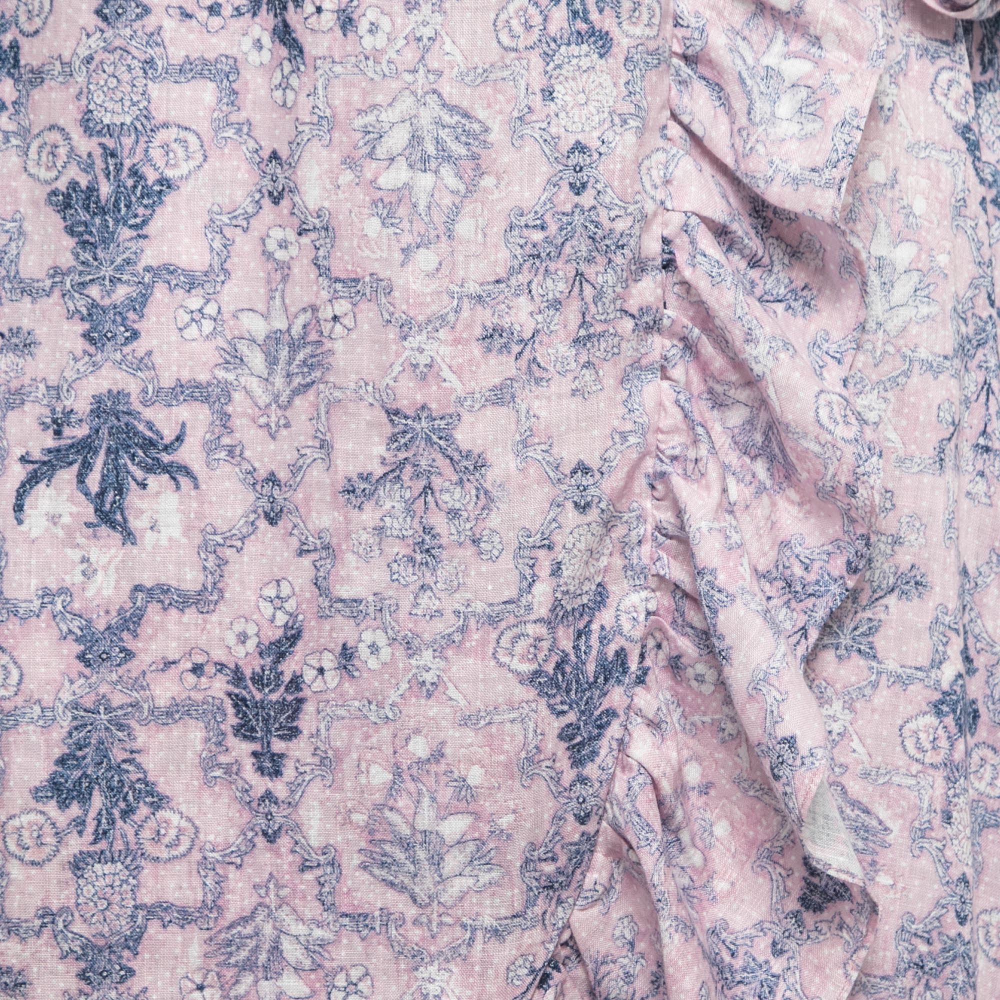 Isabel Marant Etoile Pink Printed Linen Tempster Wrap Skirt L
