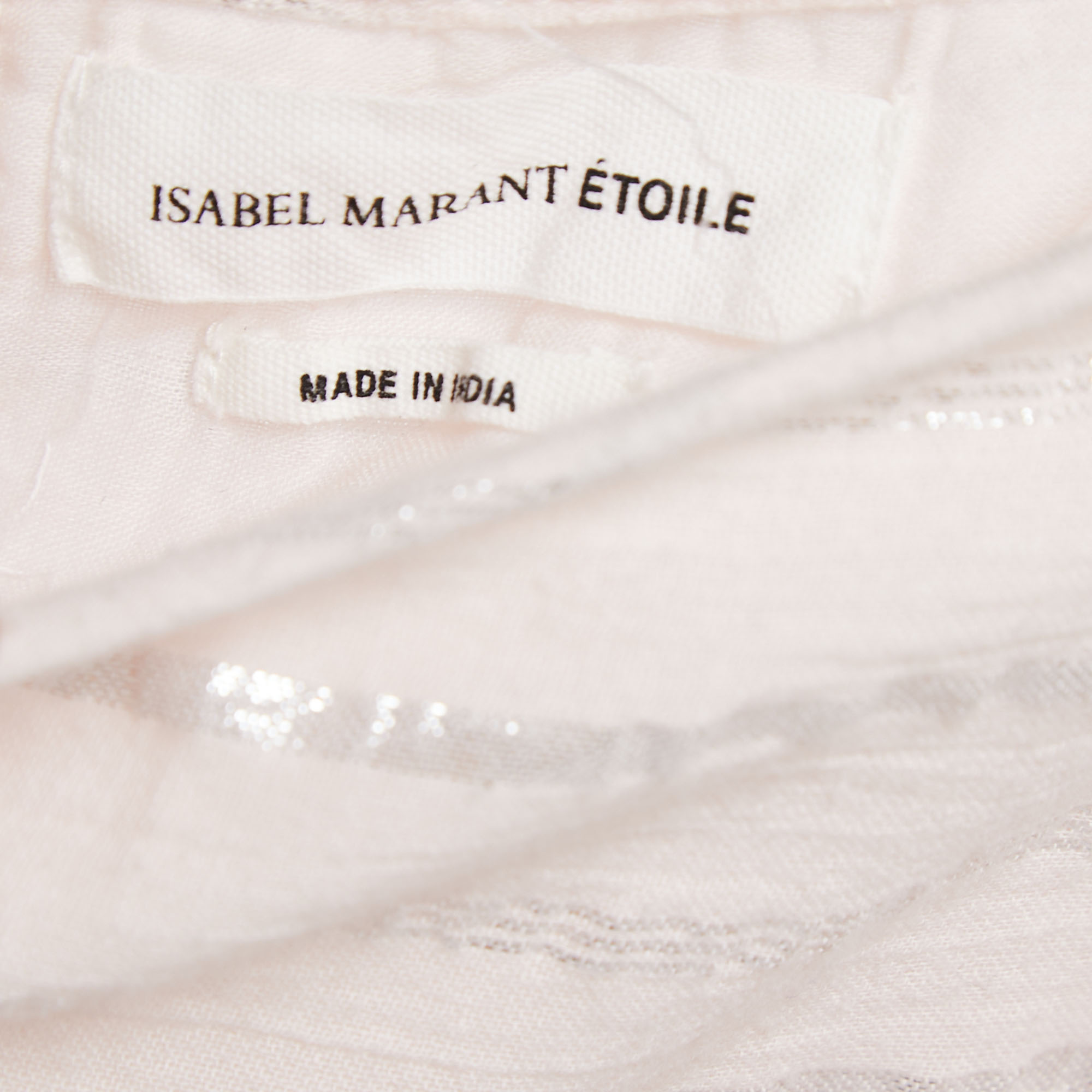 Isabel Marant Etoile Light Pink Lurex Striped Cotton Blouse M