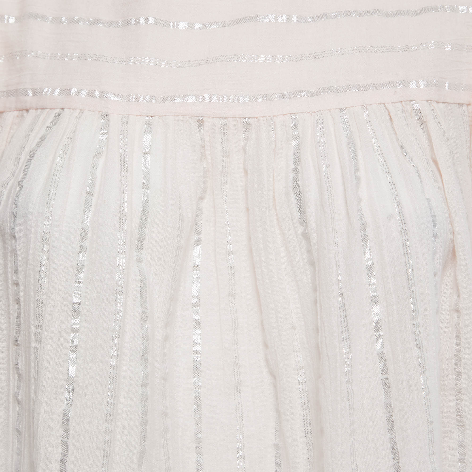 Isabel Marant Etoile Light Pink Lurex Striped Cotton Blouse M