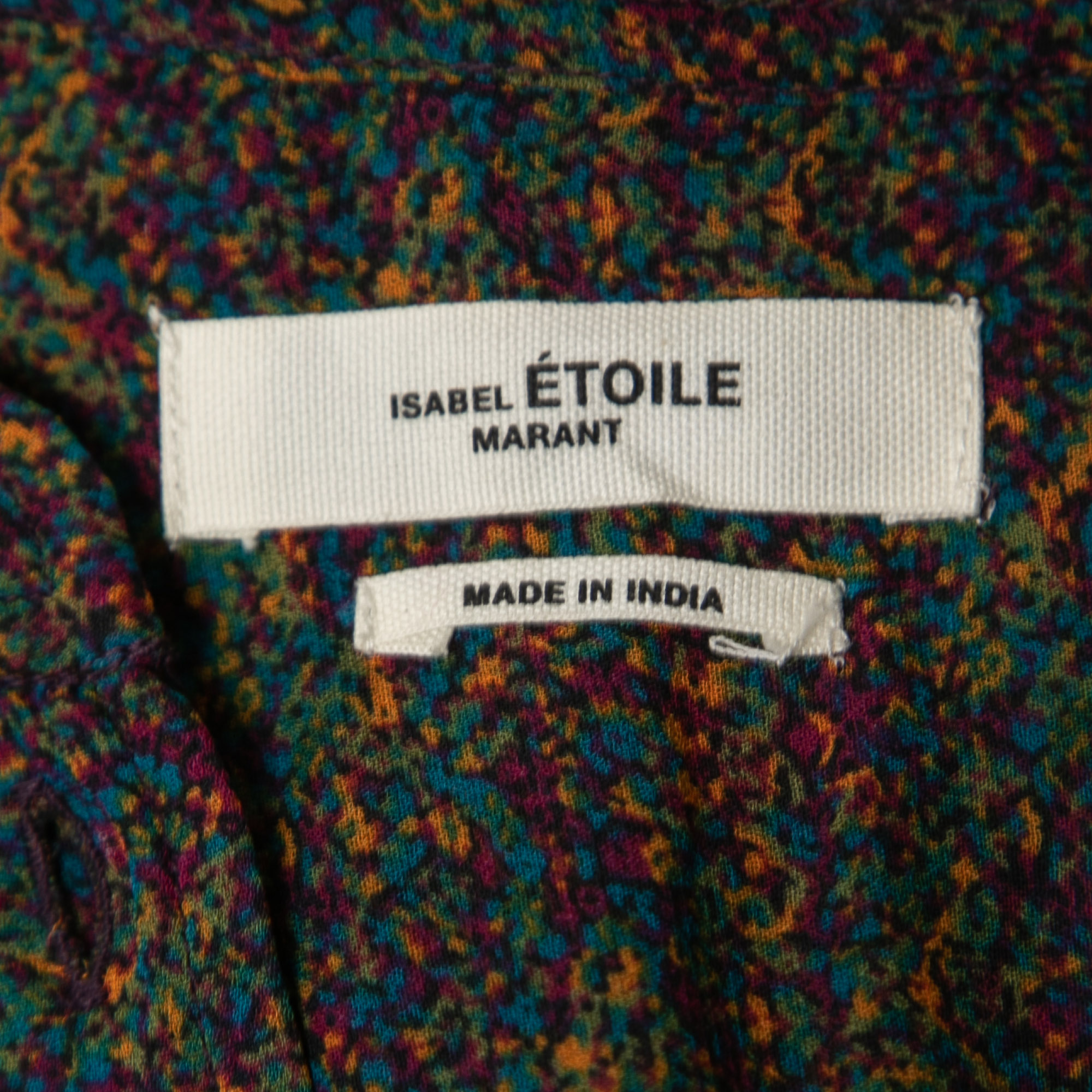 Isabel Marant Etoile Multicolor Printed Crepe Button Detail Ruffled Hem Maxi Dress M