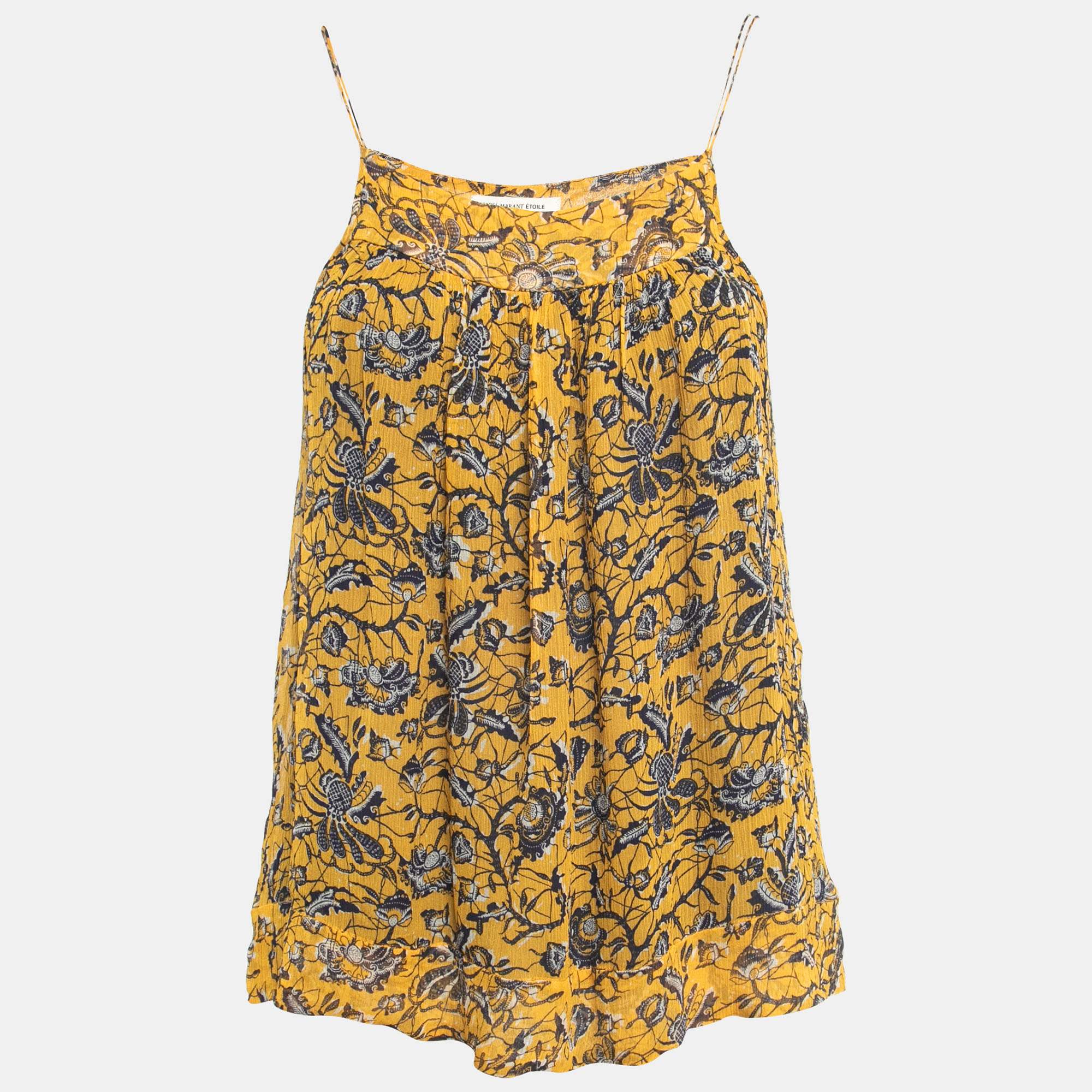 Isabel Marant Etoile Yellow Floral Printed Sleeveless Top M