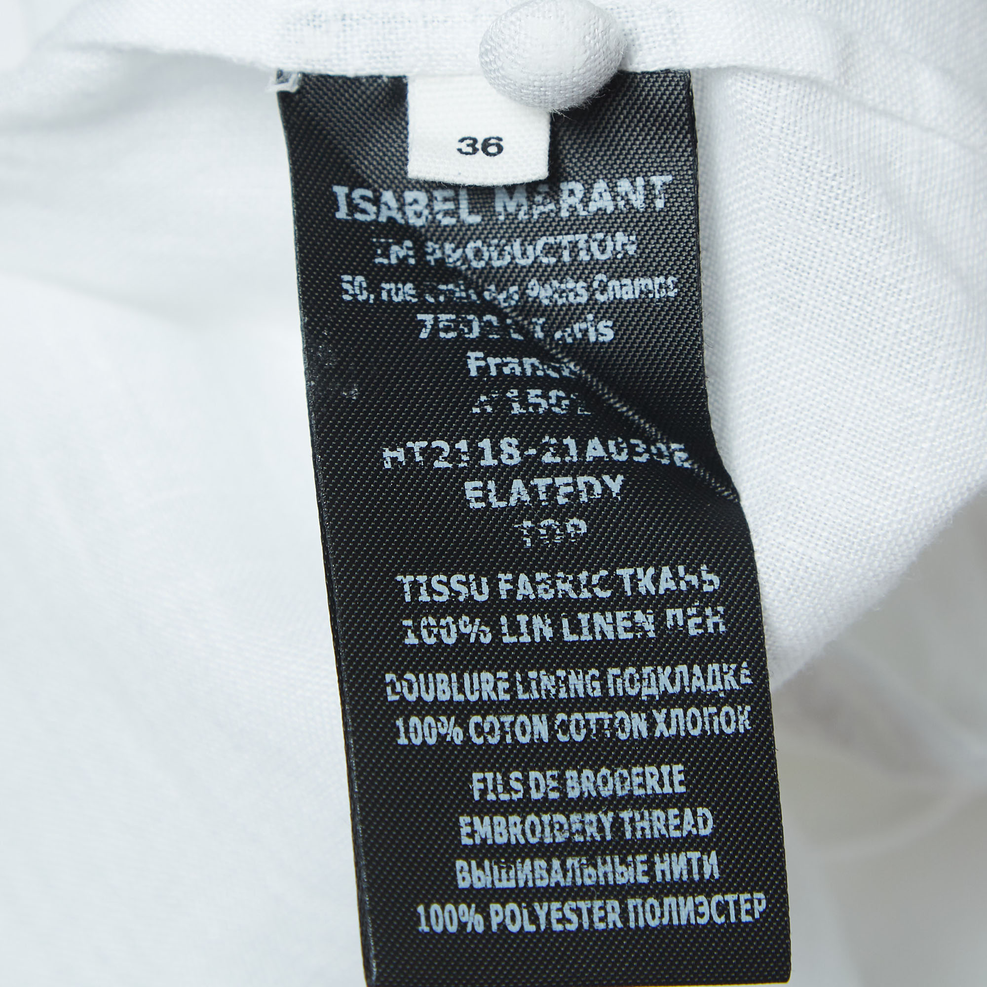 Isabel Marant Etoile White Linen Ruffled Button Front Blouse XS