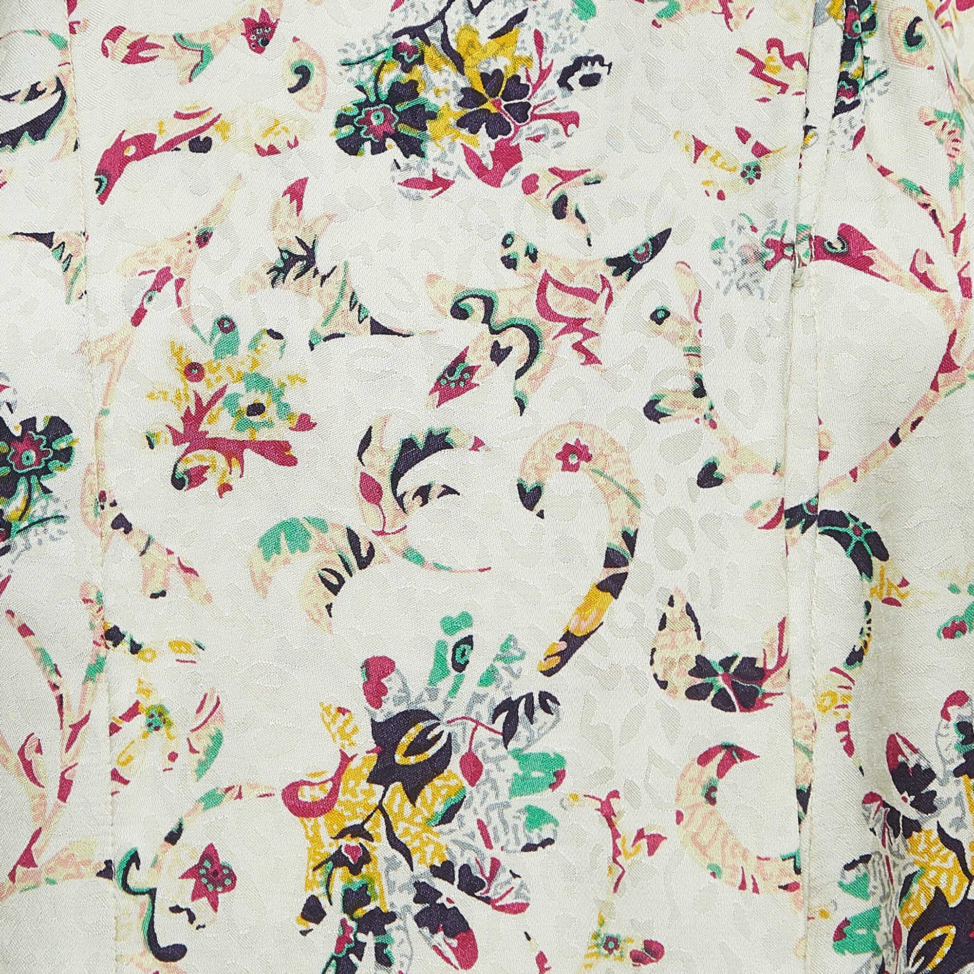 Isabel Marant Etoile Multicolor Print Crepe Long Sleeve Blouse XS