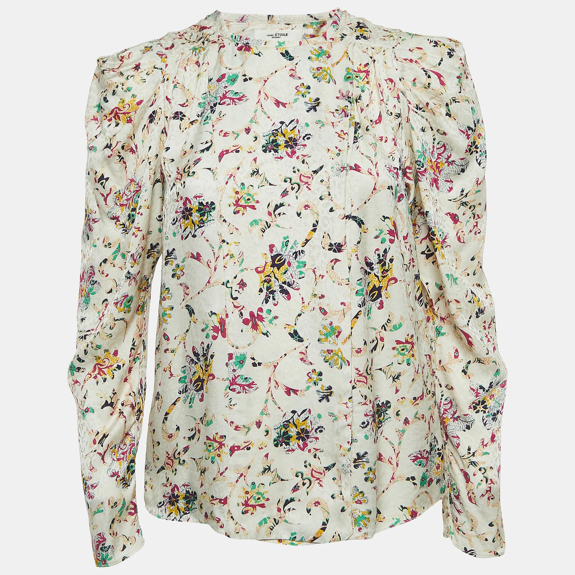 Isabel marant etoile multicolor print crepe long sleeve blouse xs