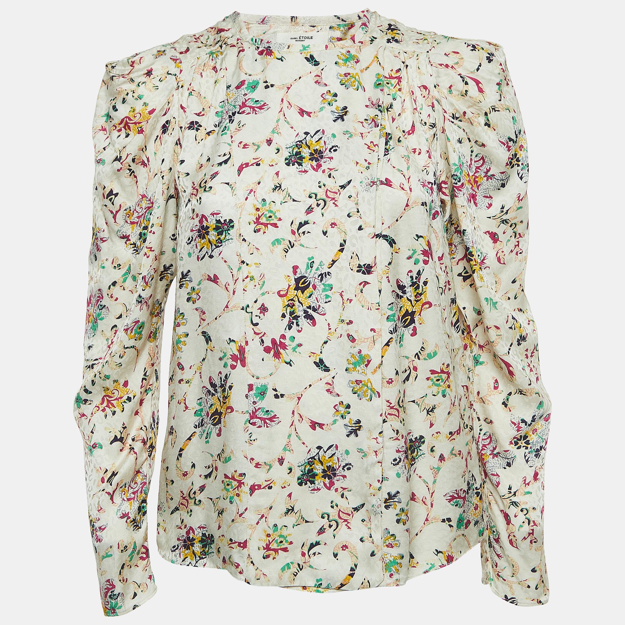 Isabel Marant Etoile Multicolor Print Crepe Long Sleeve Blouse XS