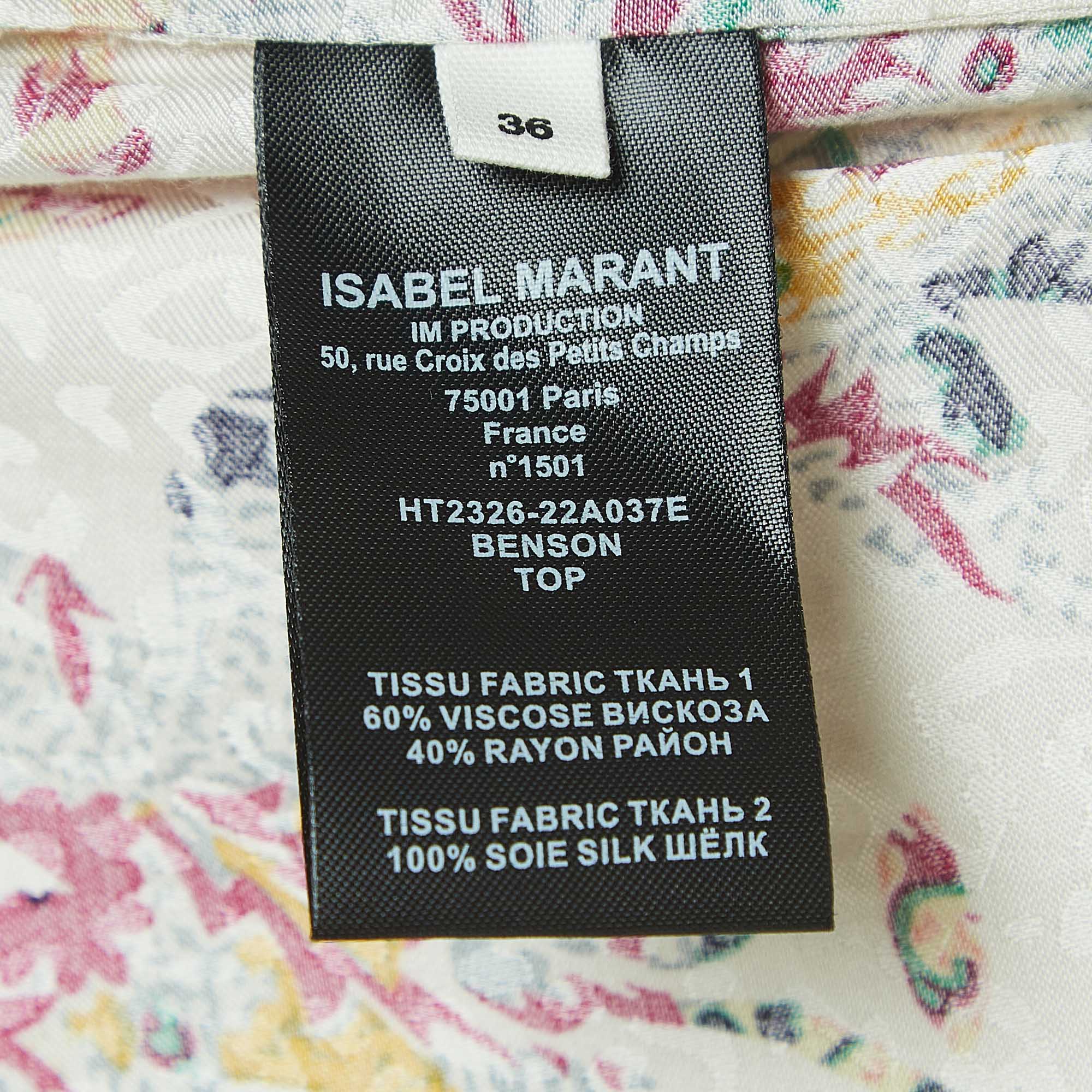 Isabel Marant Etoile Multicolor Print Crepe Long Sleeve Blouse XS