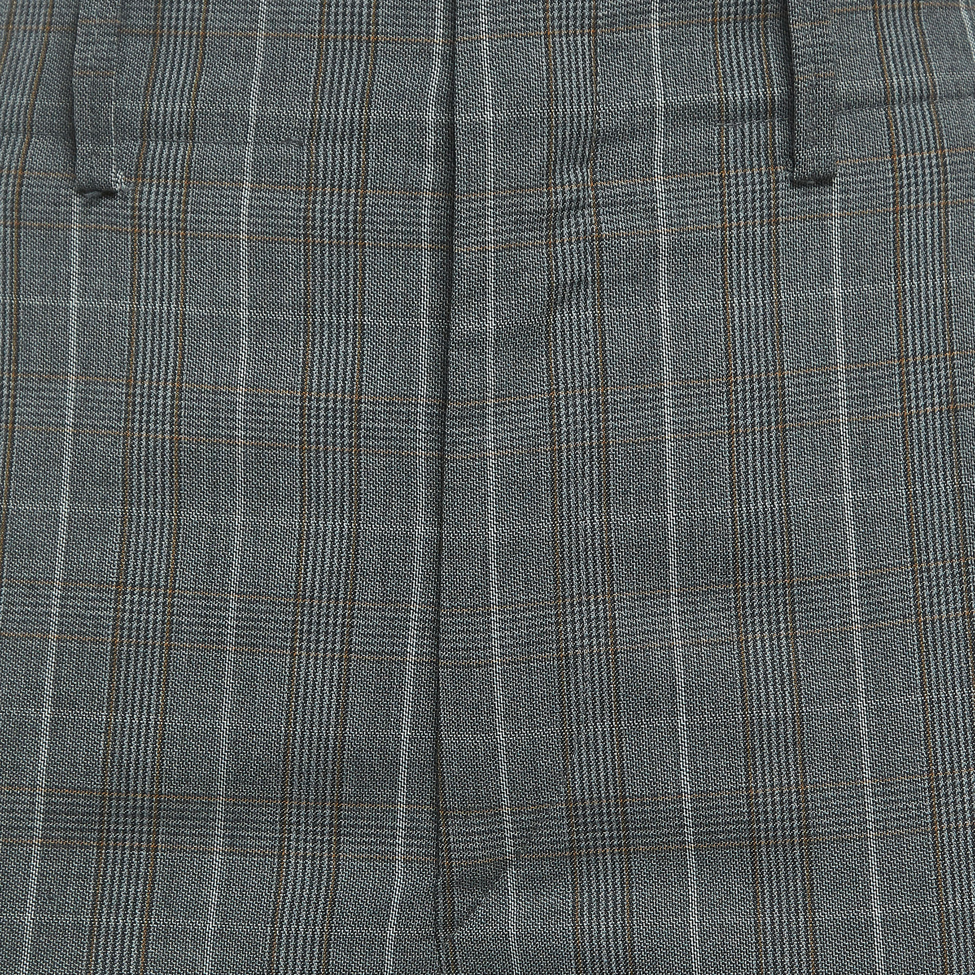 Isabel Marant Etoile Grey Plaid Wool Trousers S