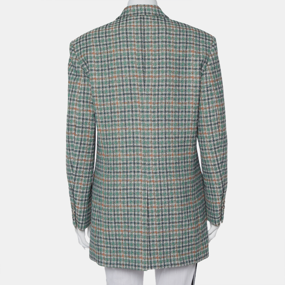 Isabel Marant Green Prince Of Wales Checkered Cotton Double Breasted Telis Blazer M
