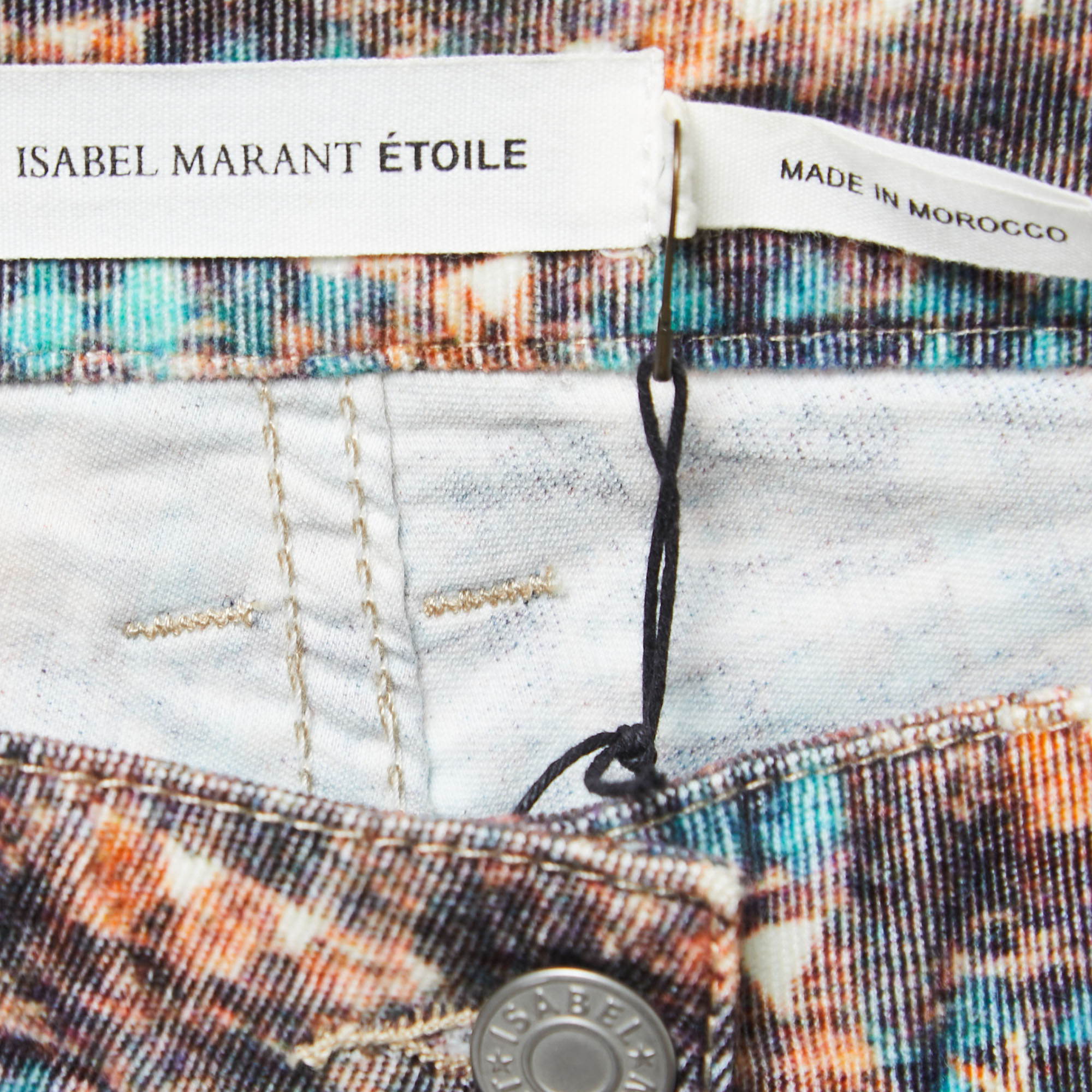 Isabel Marant Etoile Multicolor Geometric Print Corduroy Jeans M Waist 33