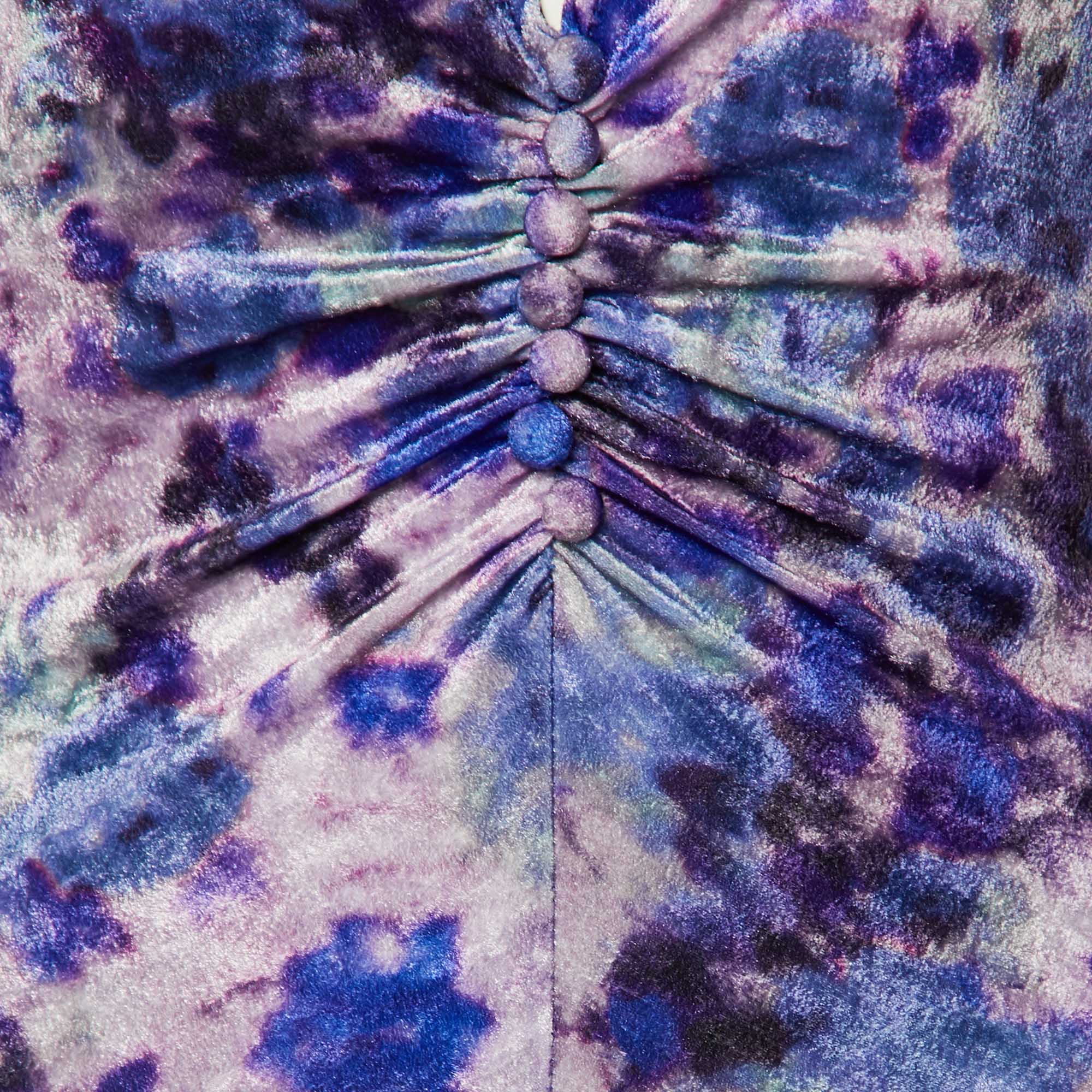 Isabel Marant Purple Printed Velvet Gram Mini Dress M