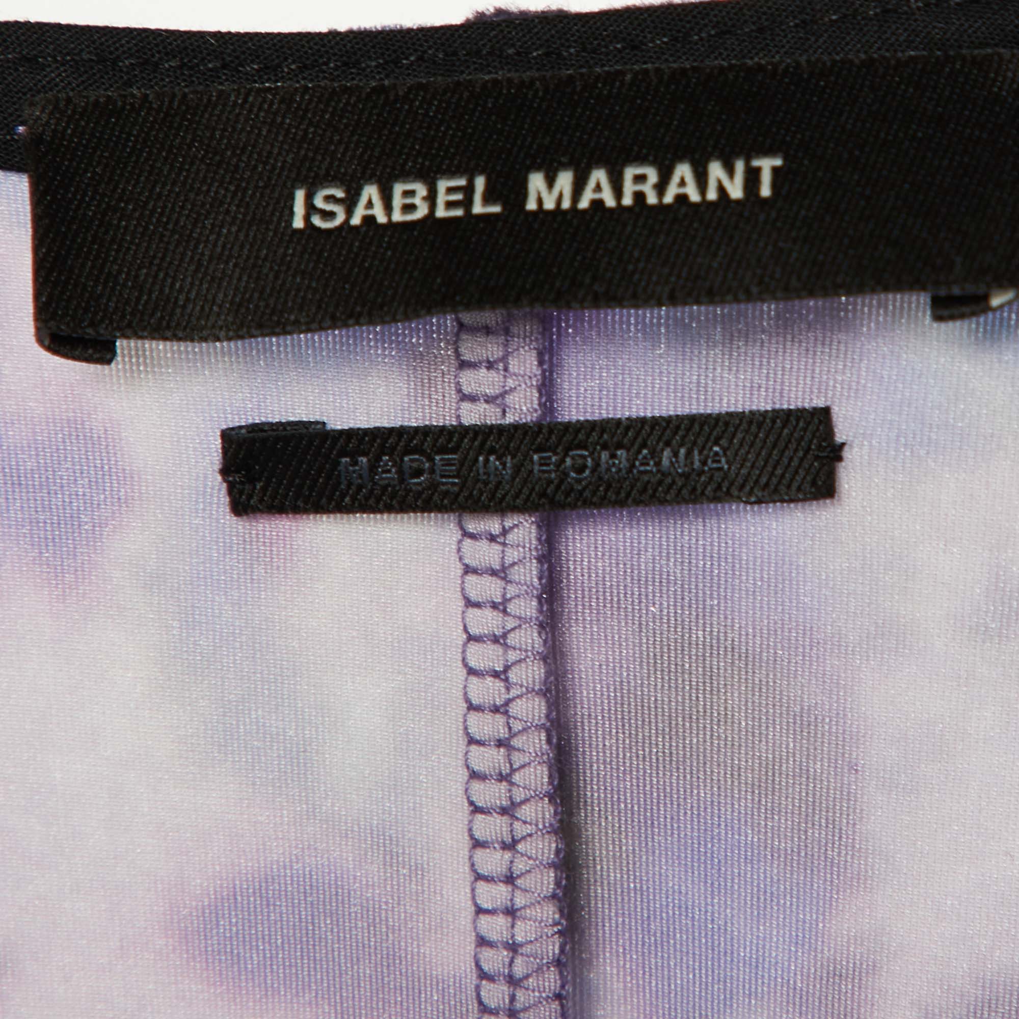 Isabel Marant Purple Printed Velvet Gubaia Top L
