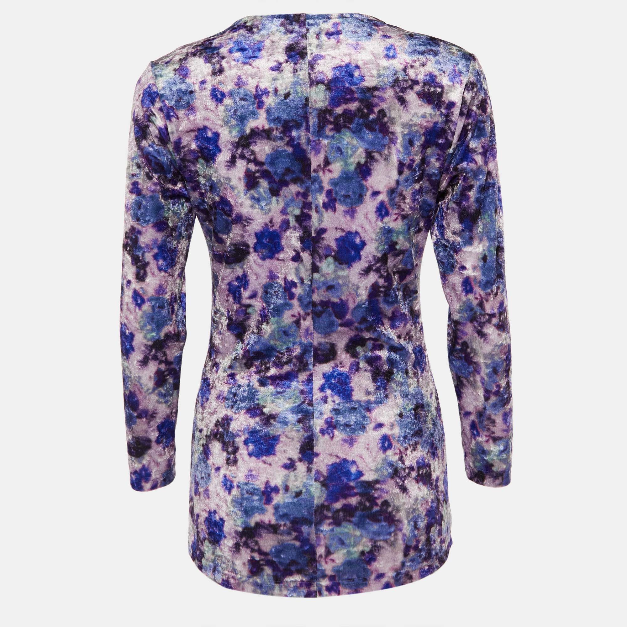 Isabel Marant Purple Printed Velvet Gubaia Top L