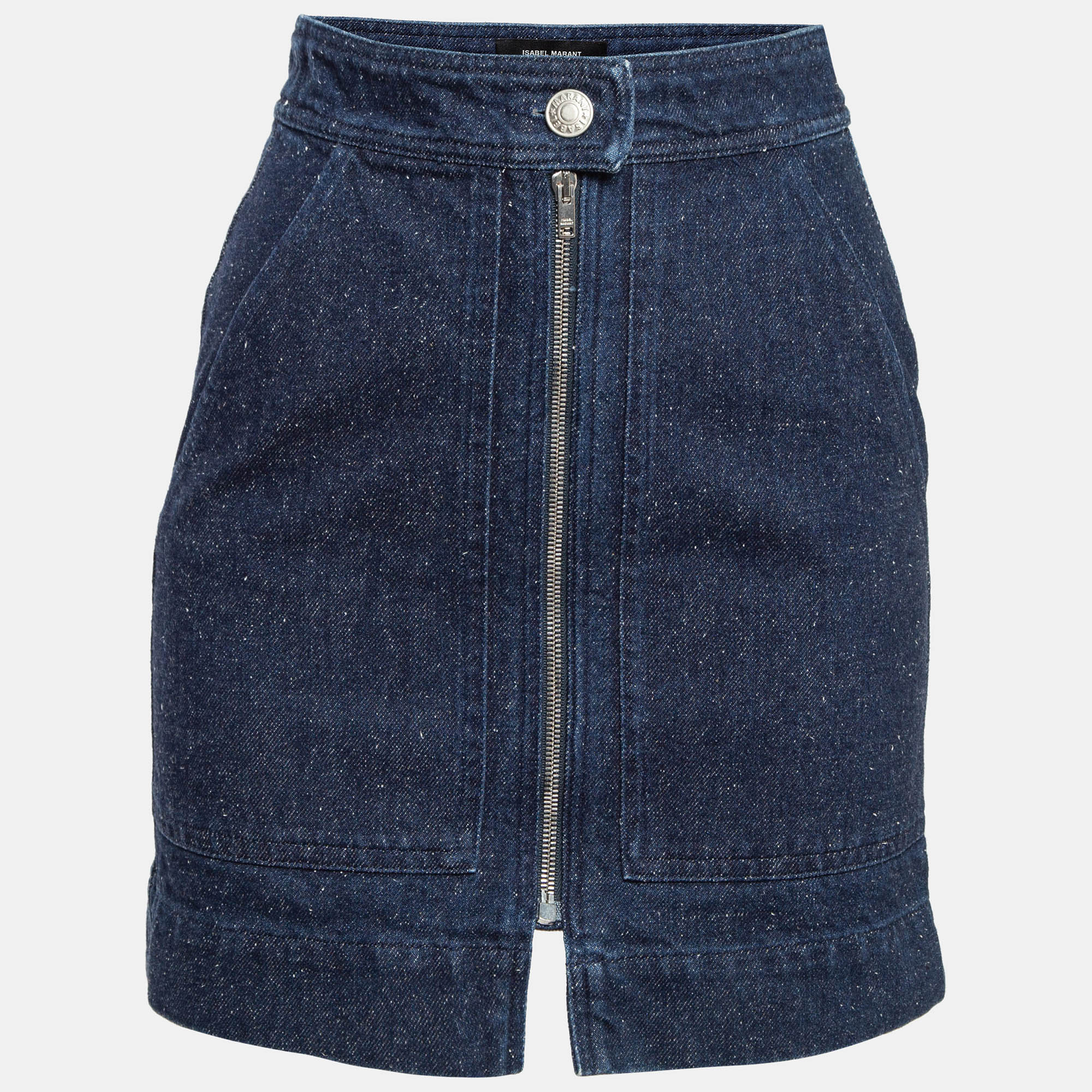 Isabel Marant Blue Denim Zip Front Mini Skirt S