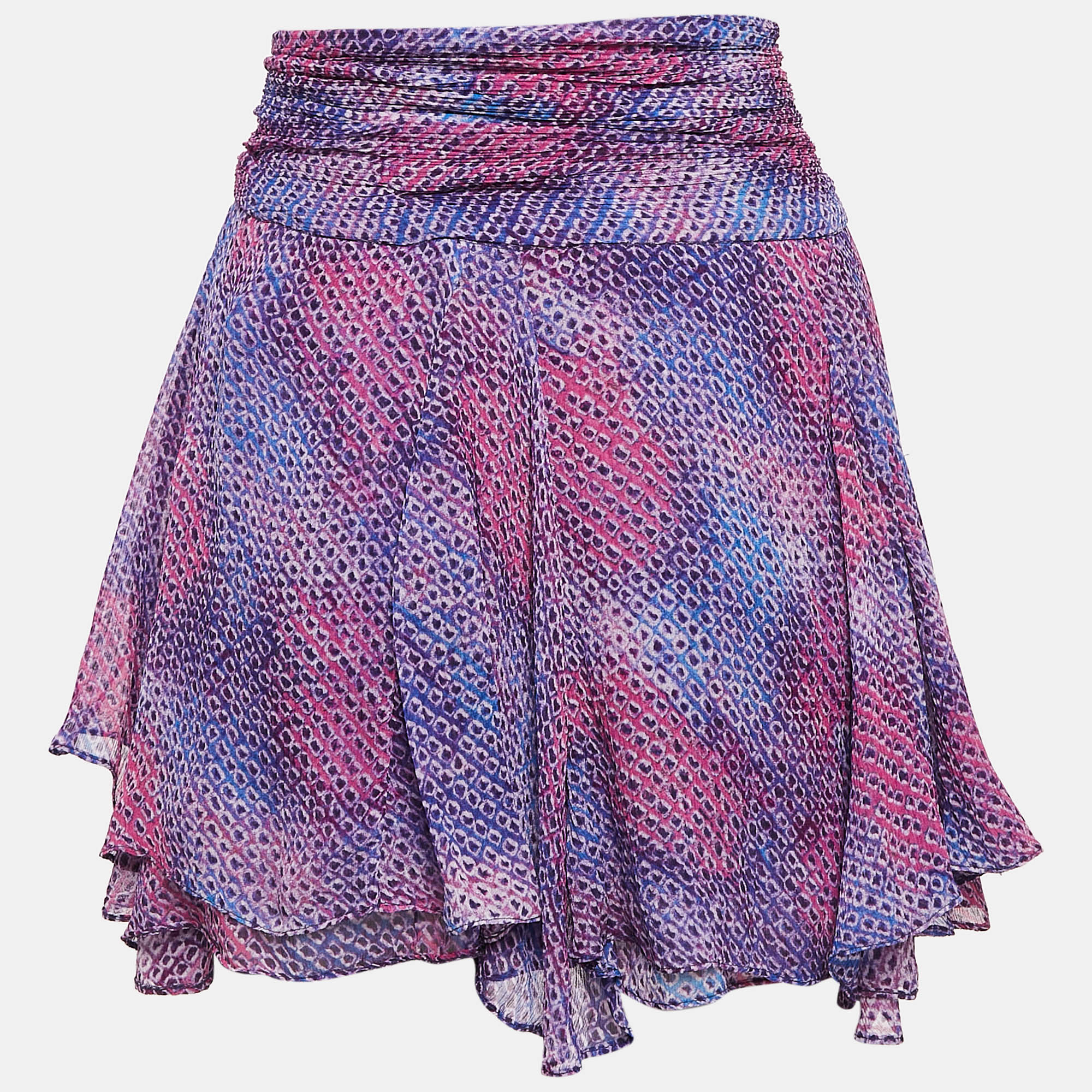 Isabel Marant Blue Print Silk Mini Wrap Skirt M