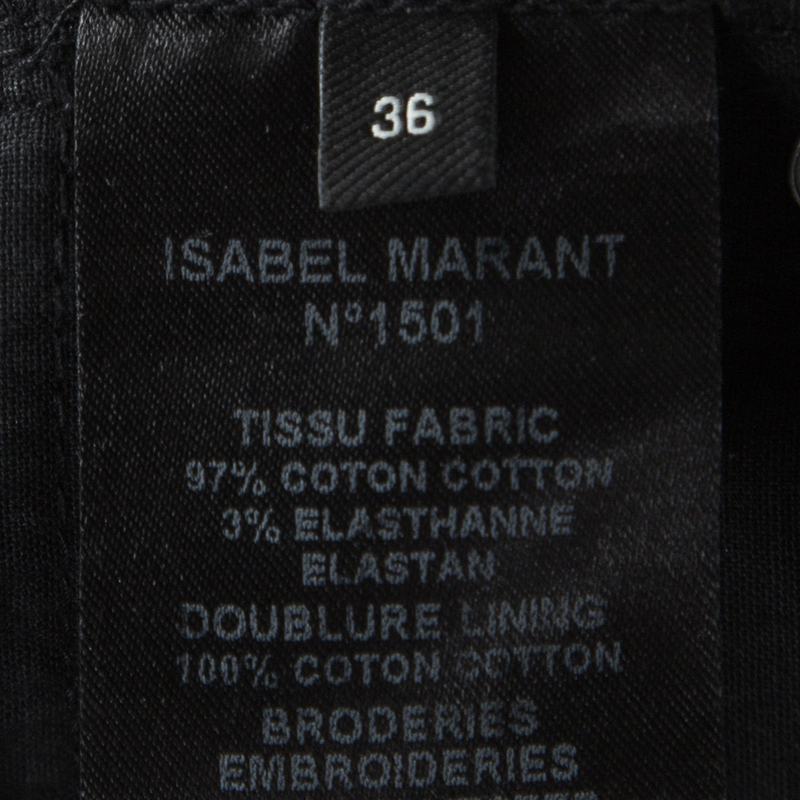Isabel Marant Black Embroidered Denim Skinny Jeans S