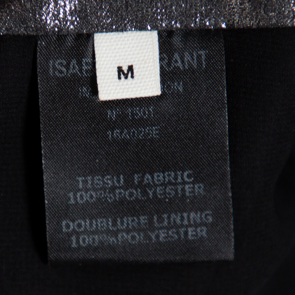 Isabel Marant Metallic Grey Lame' Pleated Knee Length Skirt M