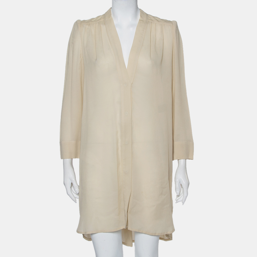 Isabel marant ecru voile button front rivera shift dress m