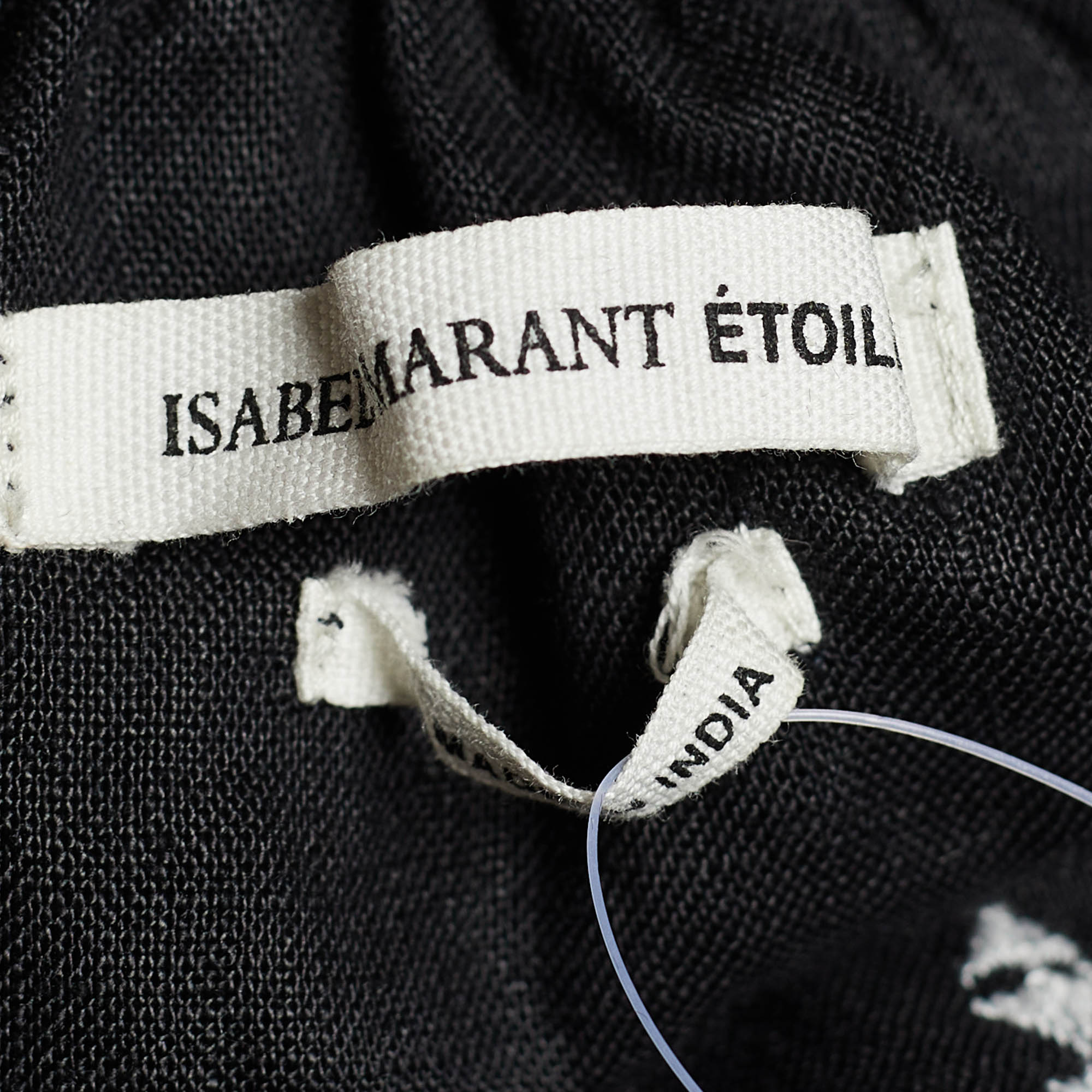 Isabel Marant Black Embroidered Linen Flared Blouse L