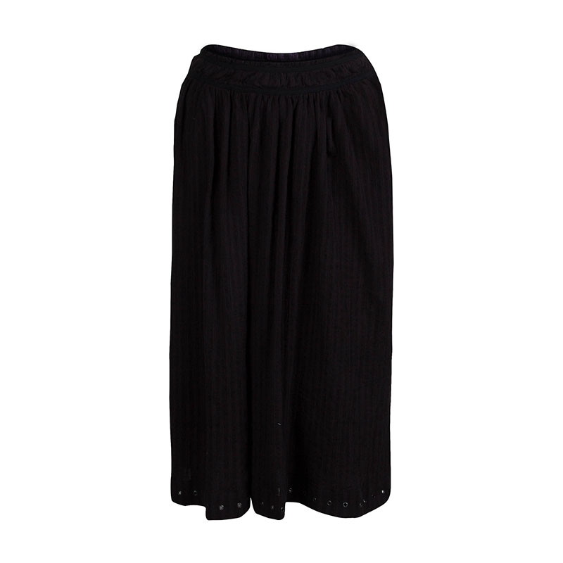

Isabel Marant Etoile Black Cotton Eyelet Detail Gathered Skirt