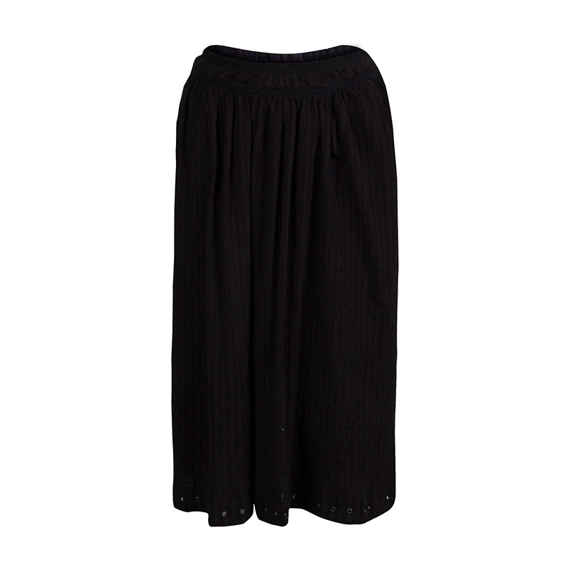 Isabel Marant Etoile Black Cotton Eyelet Detail Gathered Skirt S