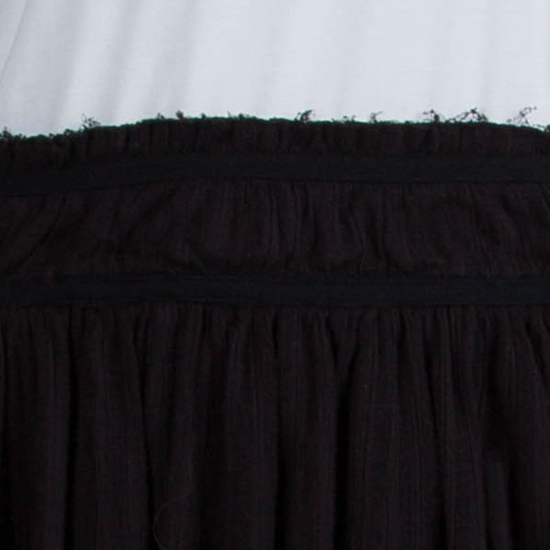 Isabel Marant Etoile Black Cotton Eyelet Detail Gathered Skirt S