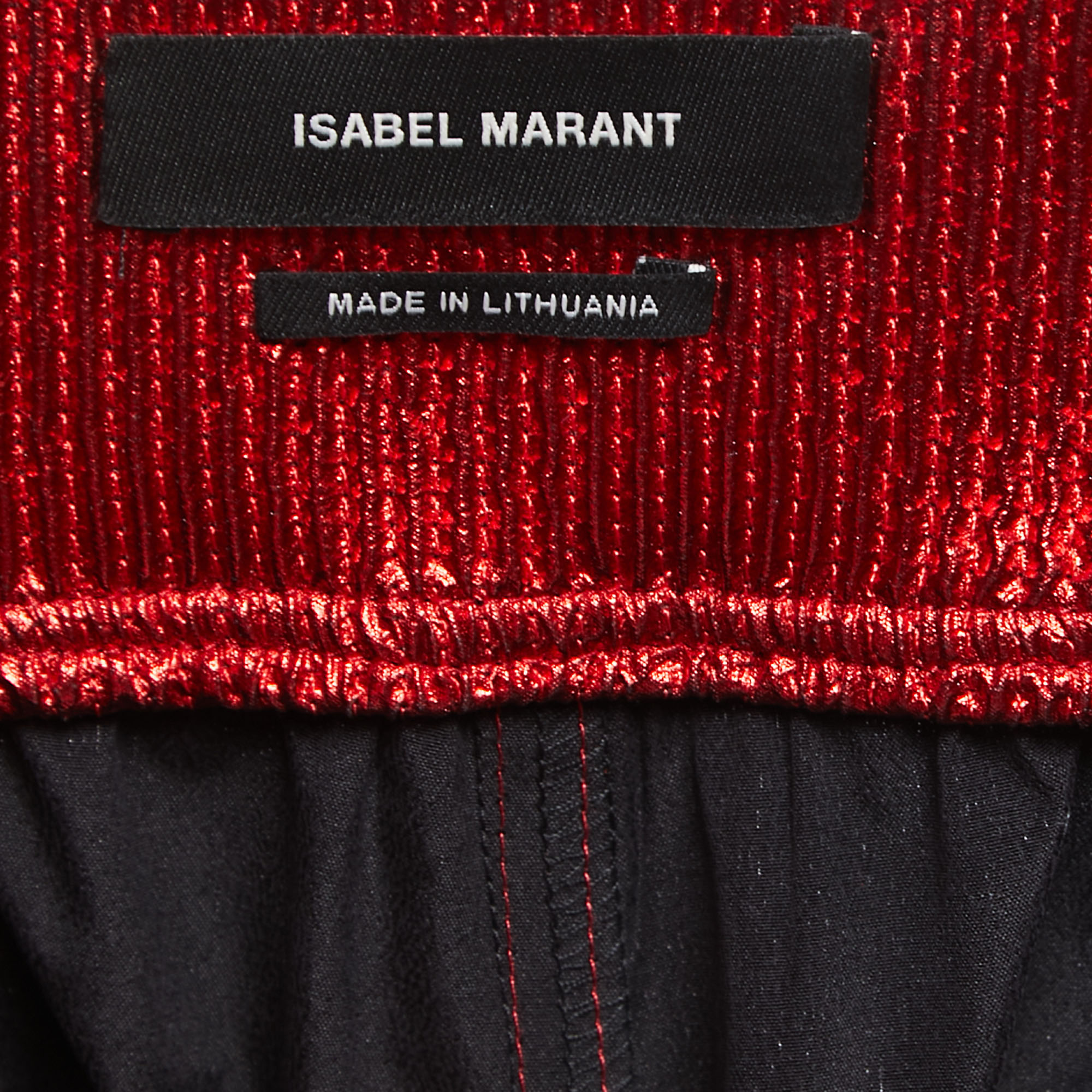 Isabel Marant Metallic Red Silk Aruso Track Pants M