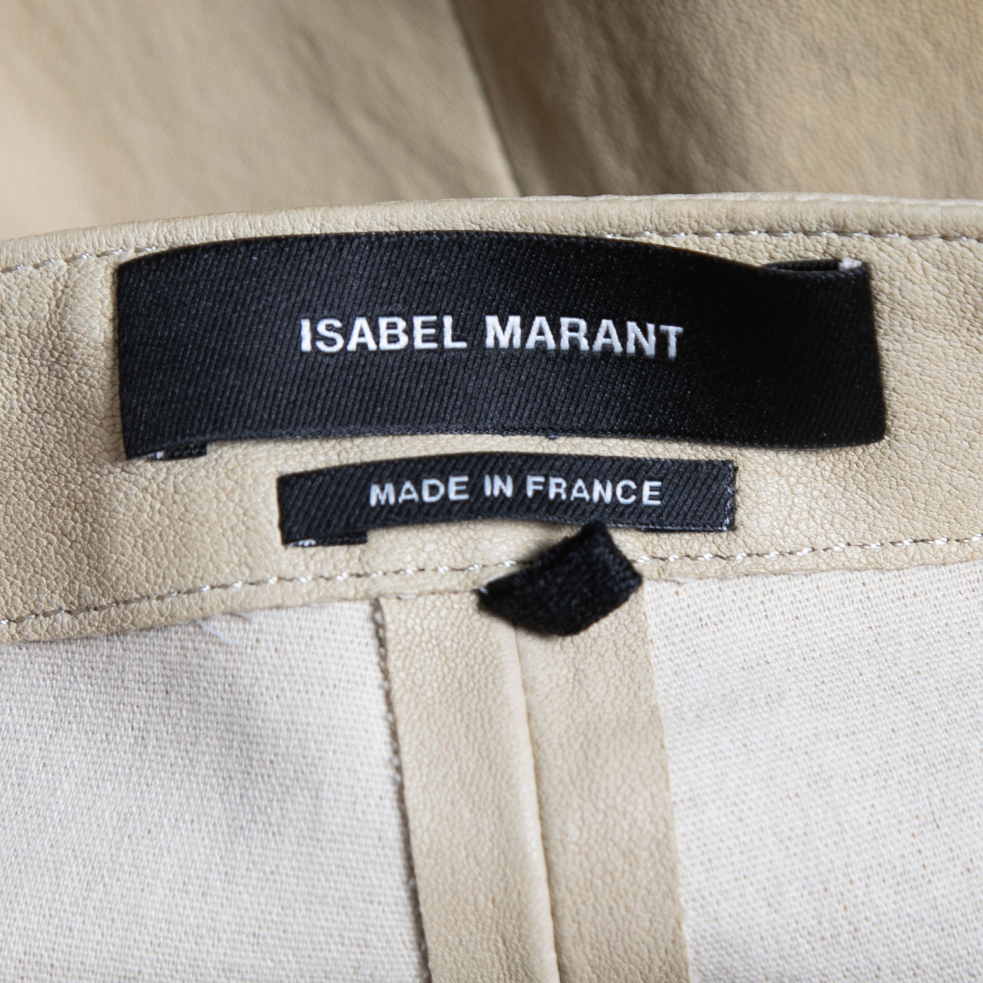 Isabel Marant Beige Leather Lace-Up Skinny Trousers S