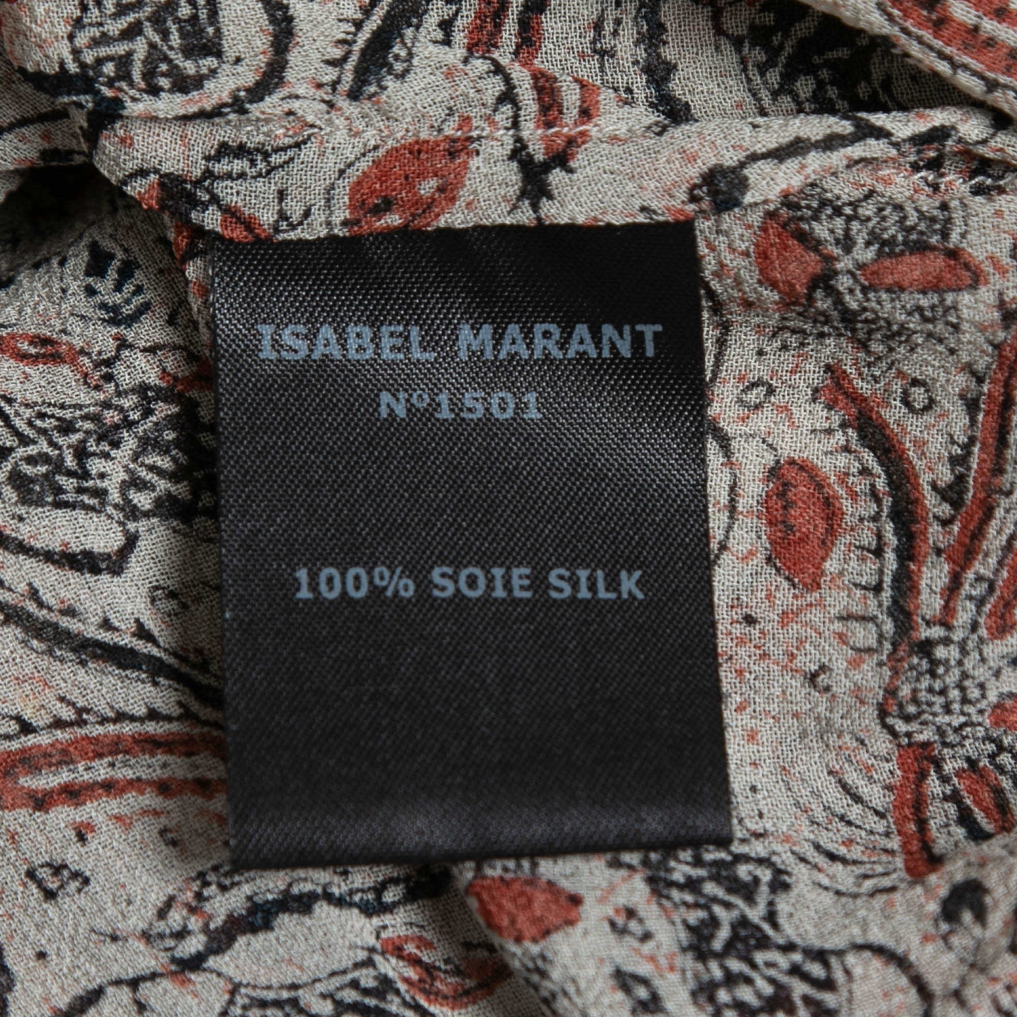 Isabel Marant Grey Printed Chiffon Silk Sleeveless Top S