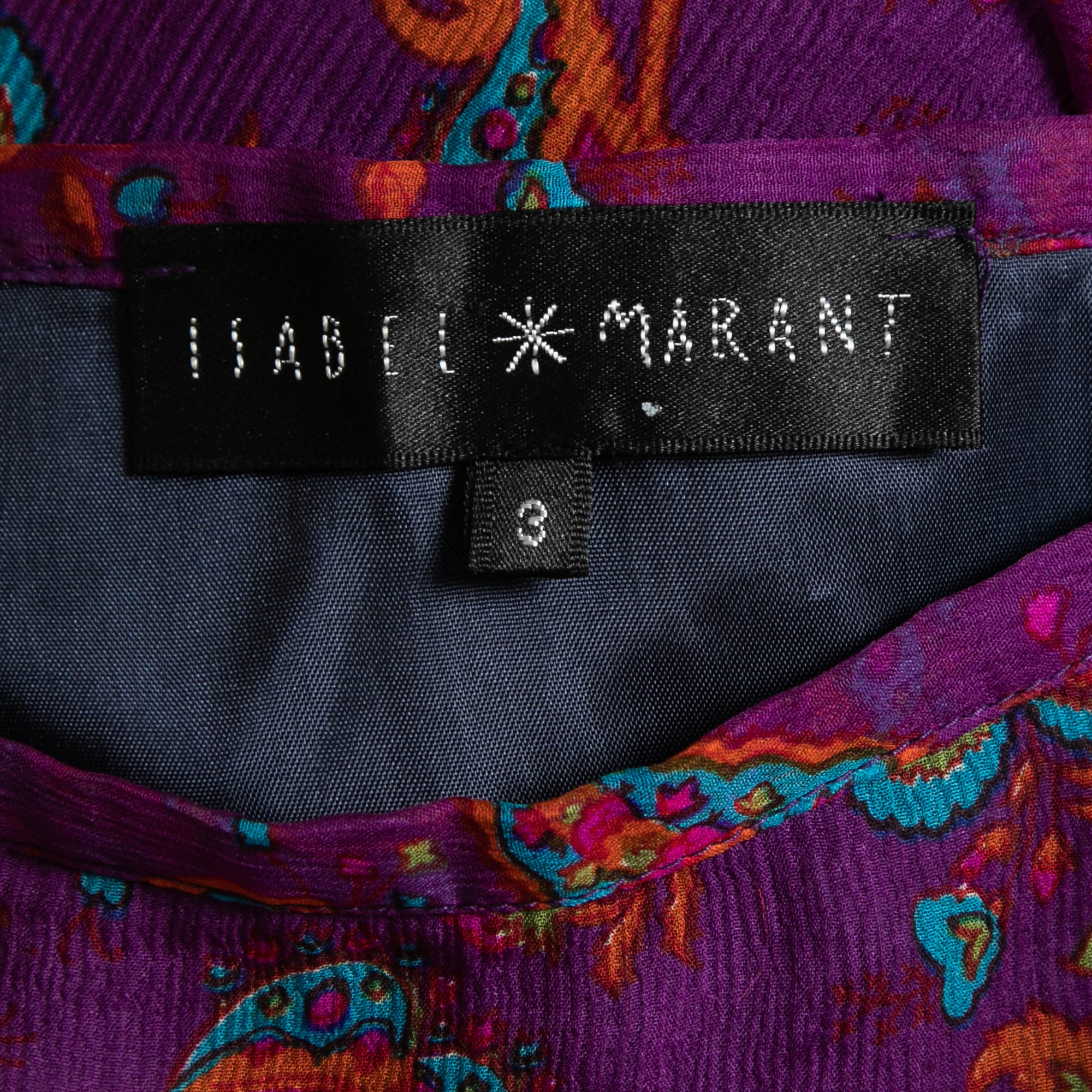 Isabel Marant Purple Printed Silk Chiffon Ruffle Detail Midi Skirt M