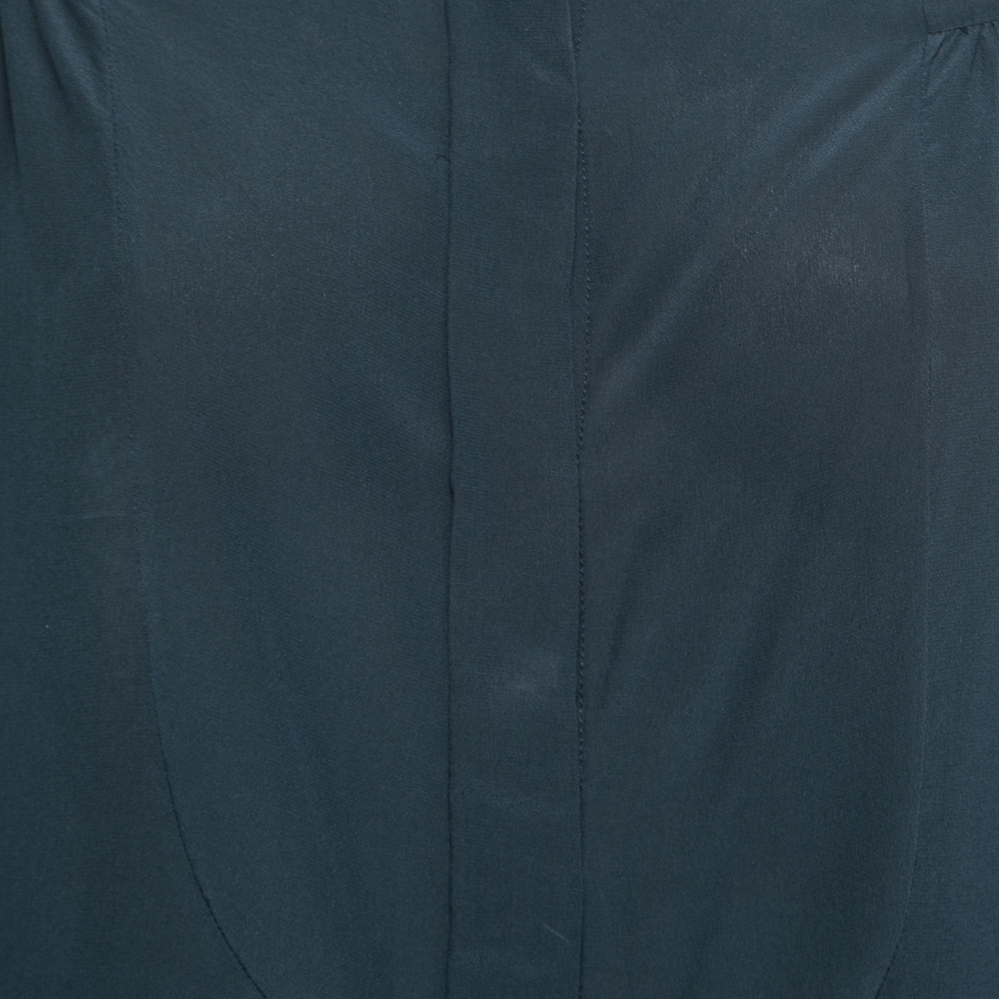 Isabel Marant Dark Green Silk Button Front Full Sleeve Shirt Blouse L