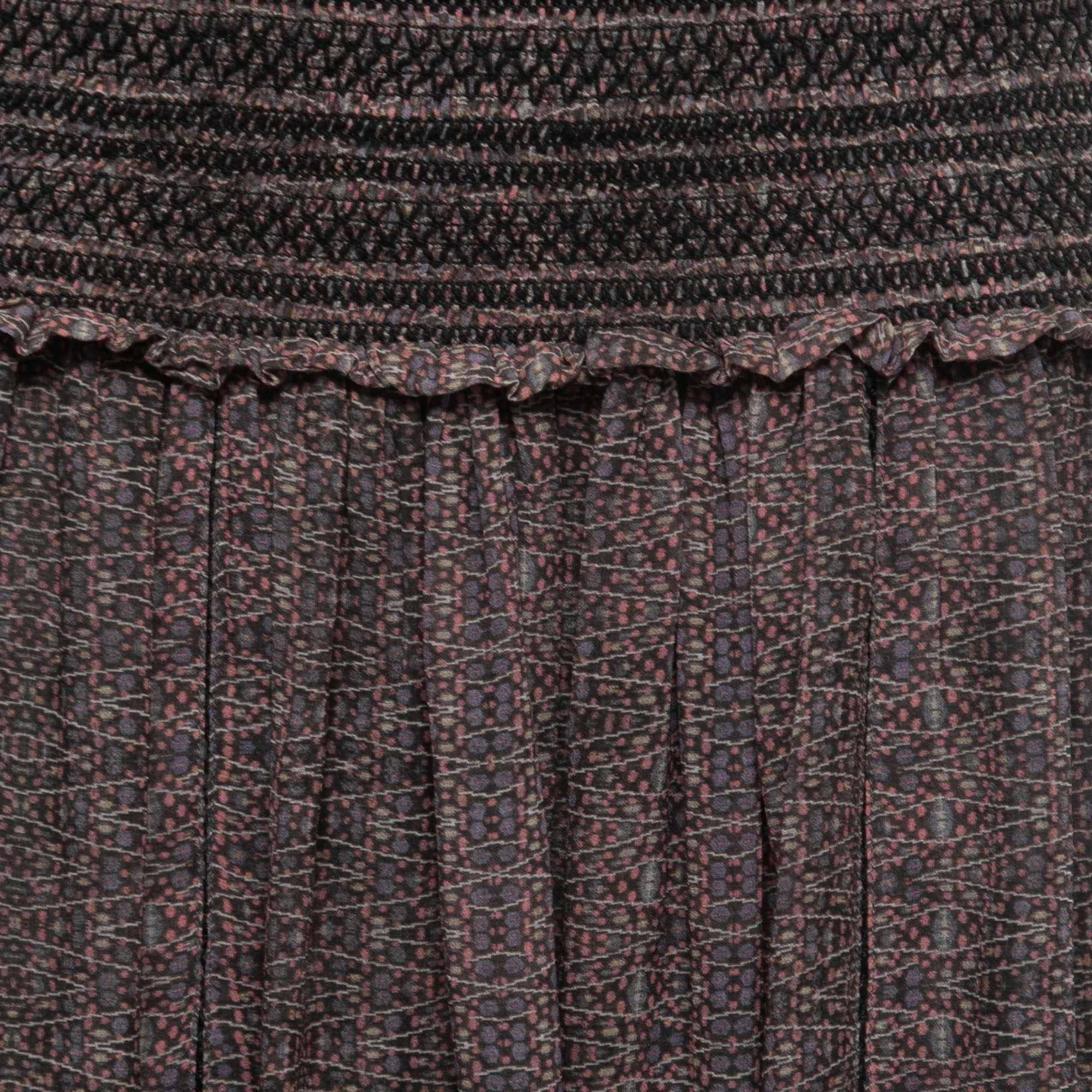 Isabel Marant Multicolor Printed Silk Shirred Waist Maxi Skirt M