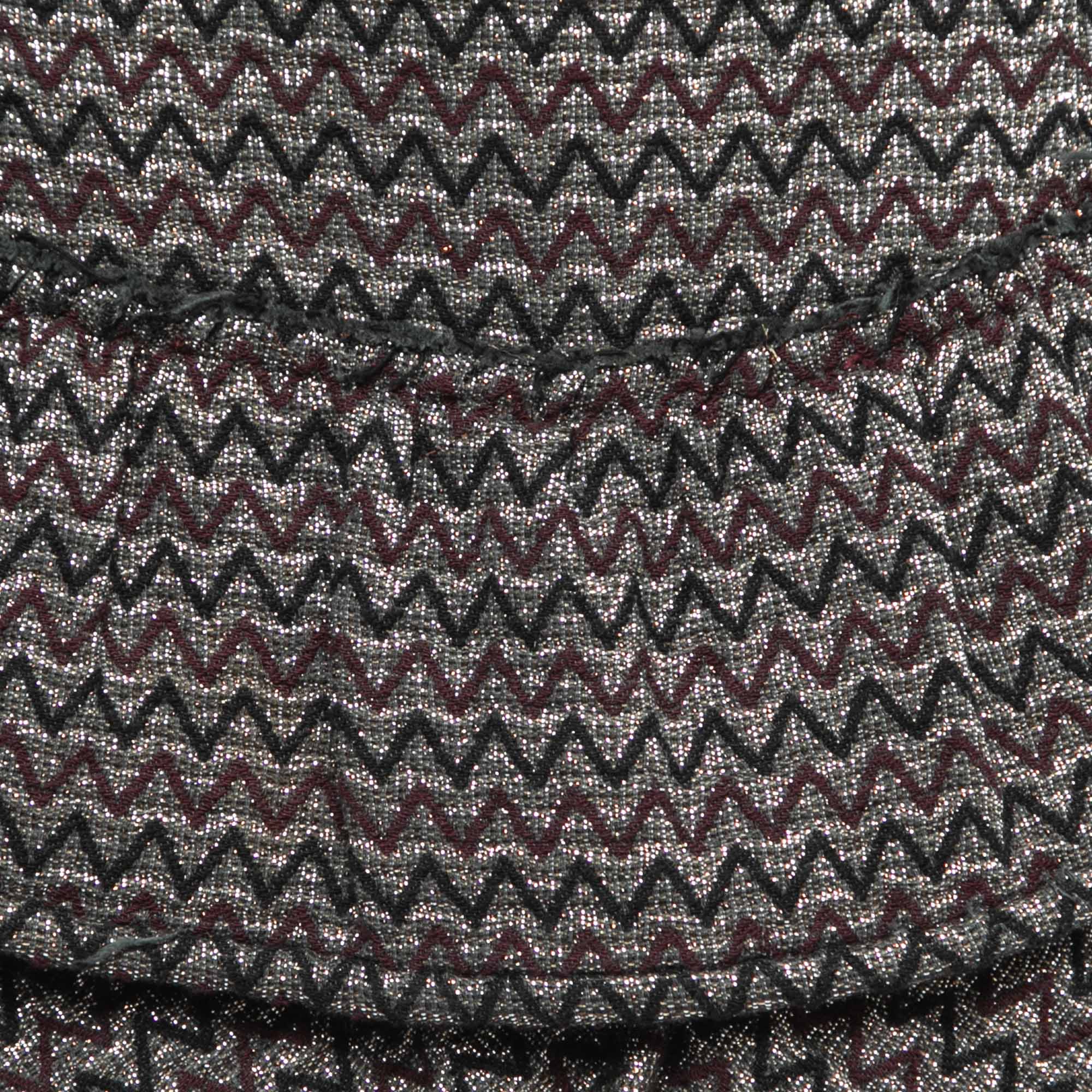 Isabel Marant Silver Zig-Zag Patterned Lurex Knit Mini Skirt M