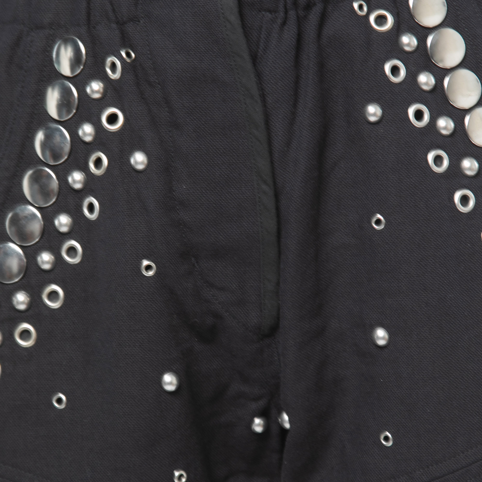 Iabel Marant Black Studded Cotton Paper Bag Shorts S