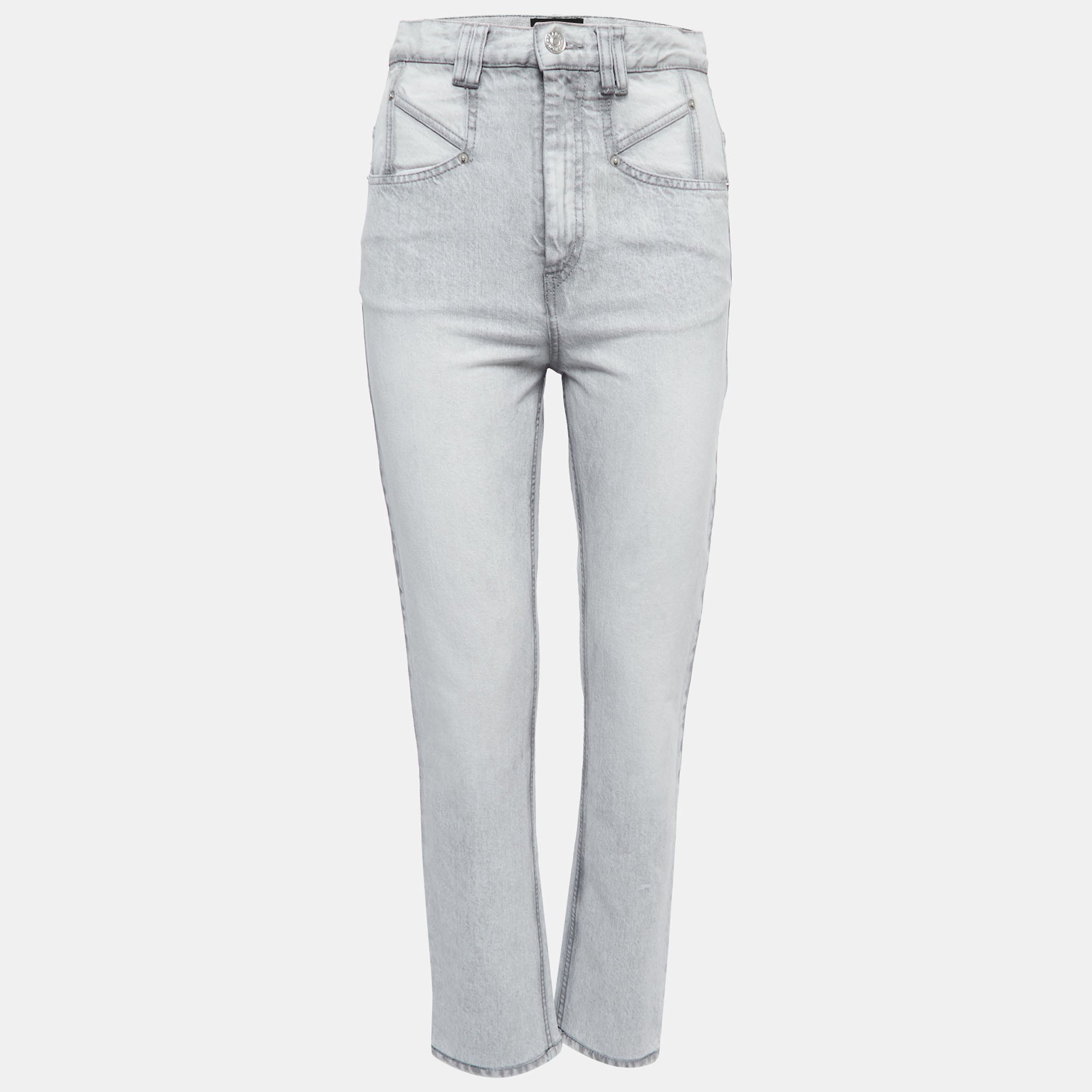 Isabel marant grey washed denim high waist jeans s waist 26"