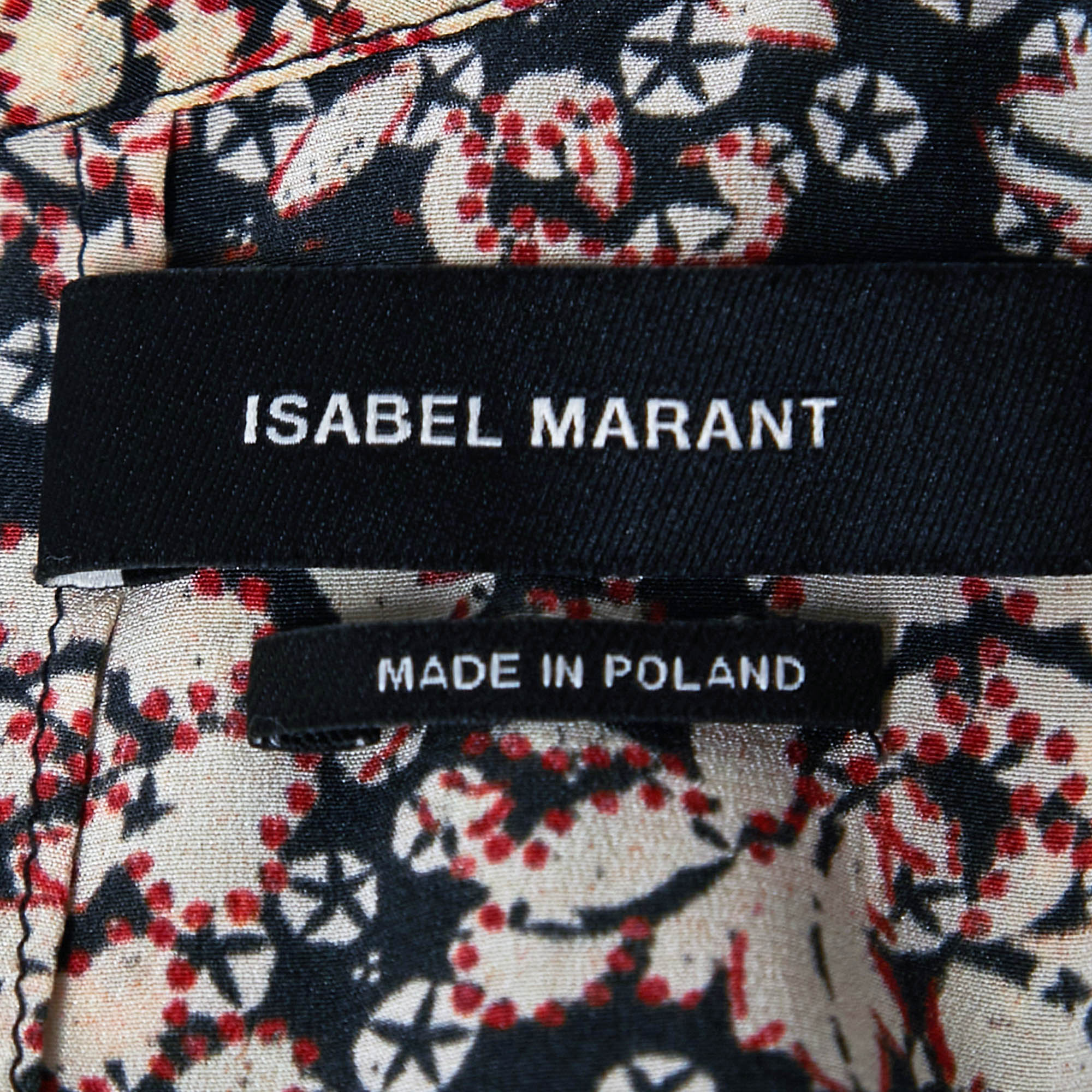 Isabel Marant Black Print Silk Ruched Mini Dress L