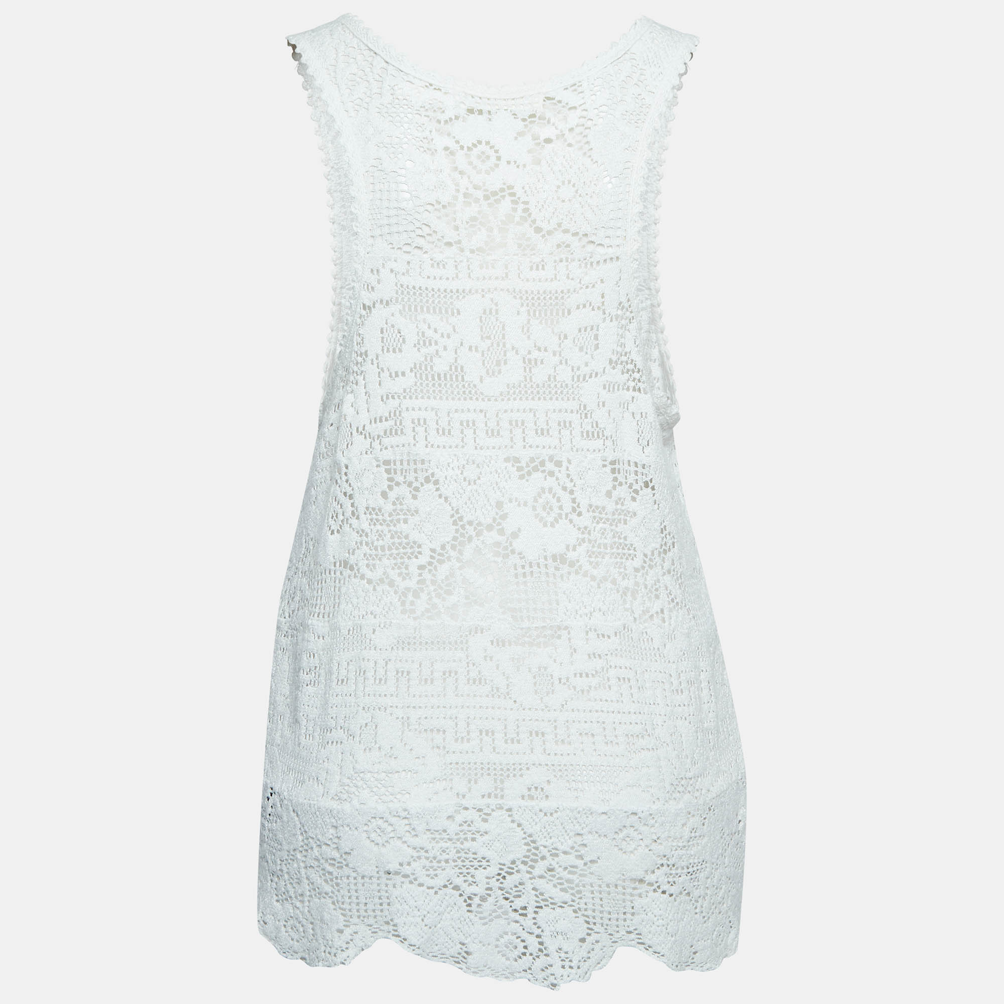 Isabel Marant White Patterned Lace Sleeveless Top M