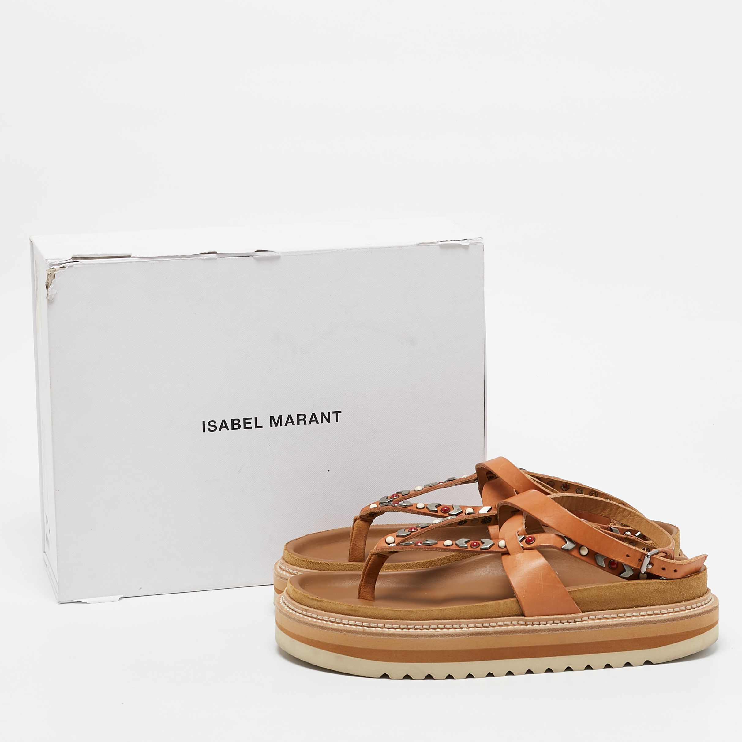 Isabel Marant Brown Leather Elham Flat Sandals Size 40