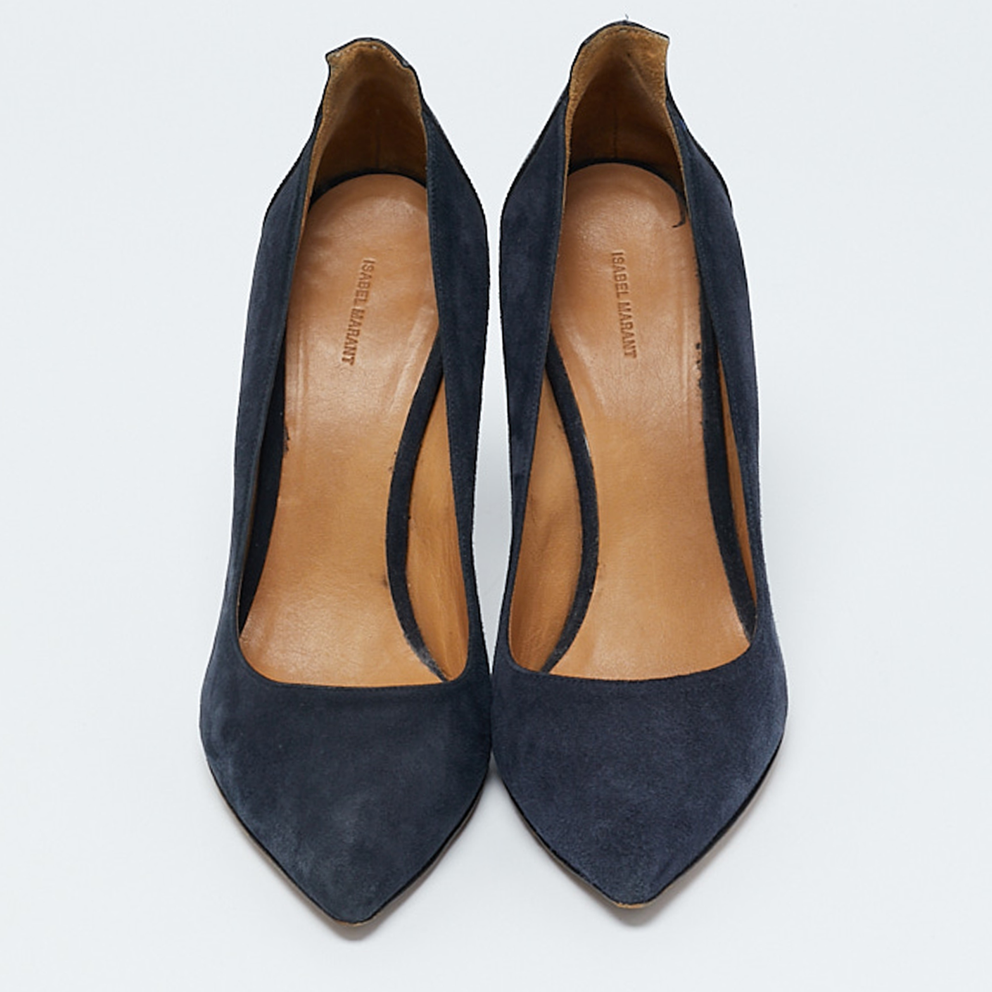 Isabel Marant Navy Blue Suede And Leather Pointed Toe Pumps Size 40