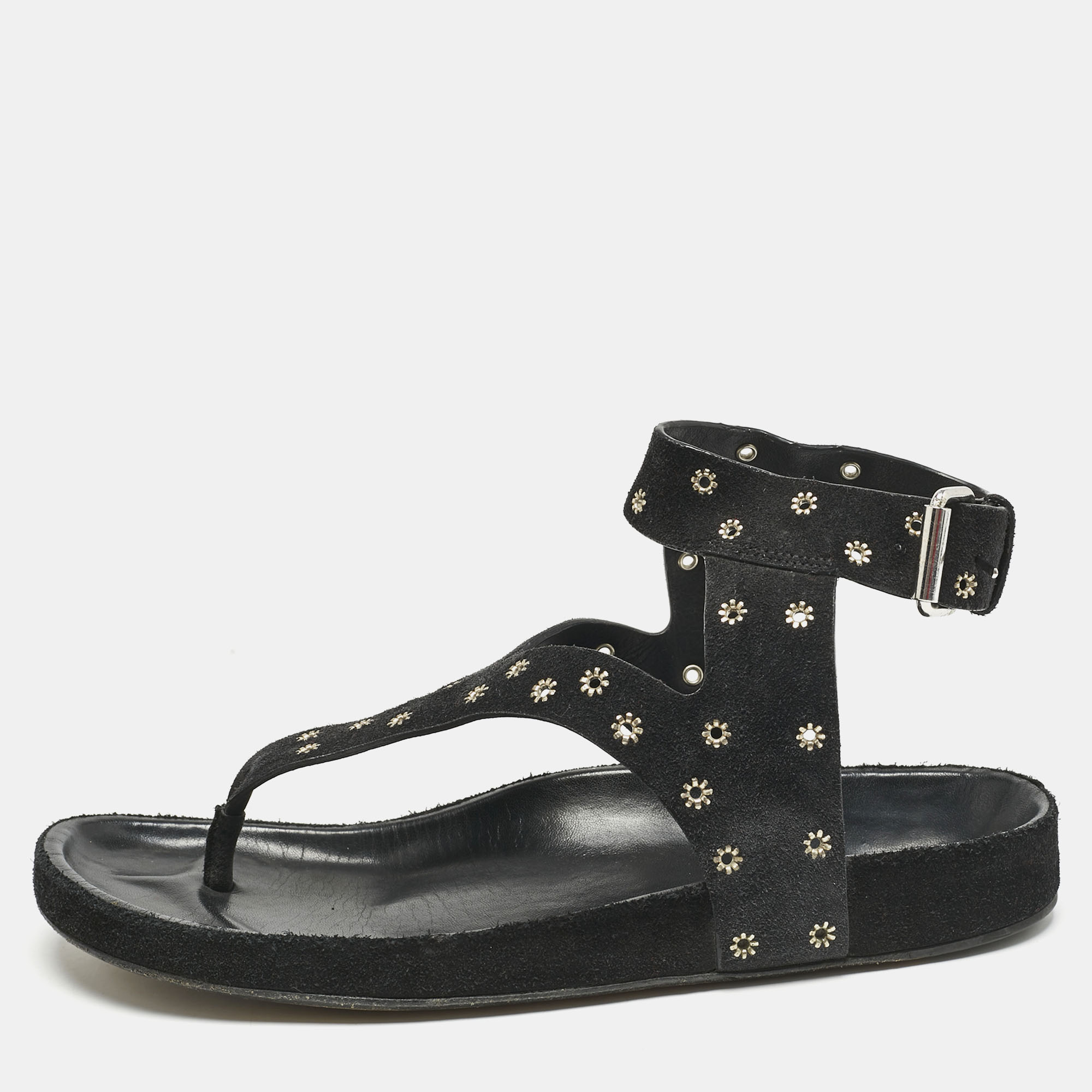 Isabel Marant Black Suede Elwina Ankle Strap Flat Sandals Size
Isabel Marant Black Suede Elwina Ankle Strap Flat Sandals Size