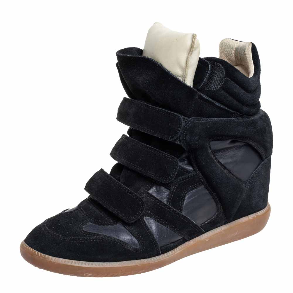 Isabel Marant Black Suede And Leather Bekett High Top Sneakers Size 41