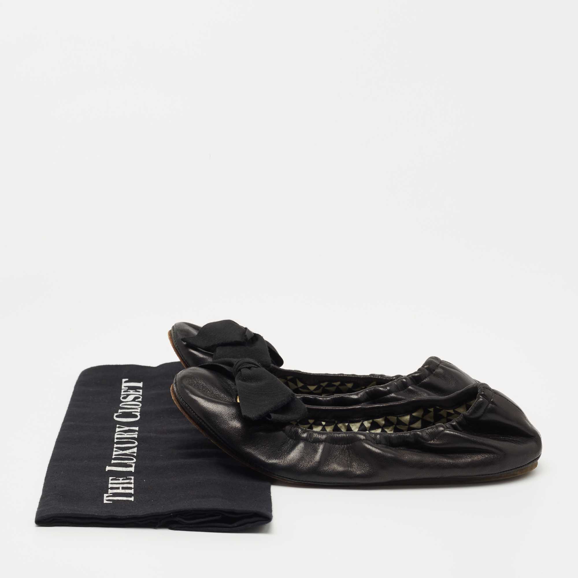 Isabel Marant Black Leather Bow Ballet Flats Size 40