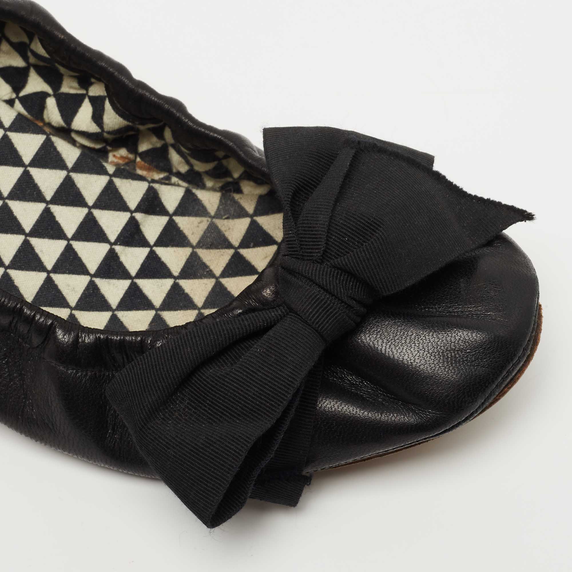 Isabel Marant Black Leather Bow Ballet Flats Size 40
