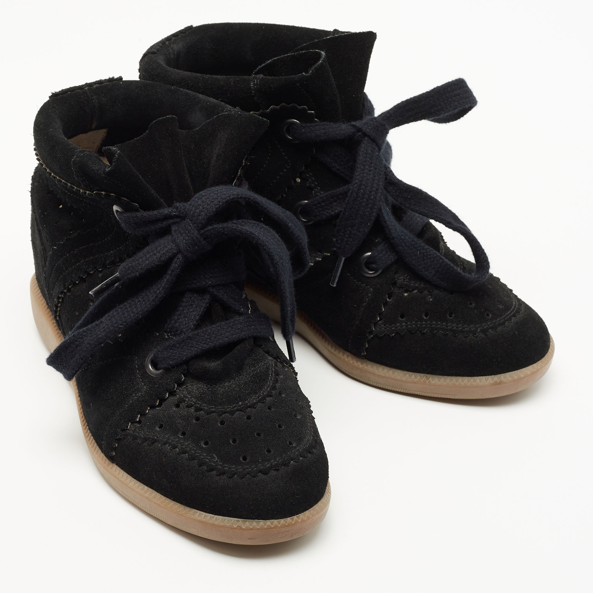 Isabel Marant Black Suede Bobby Wedge Sneakers Size 36